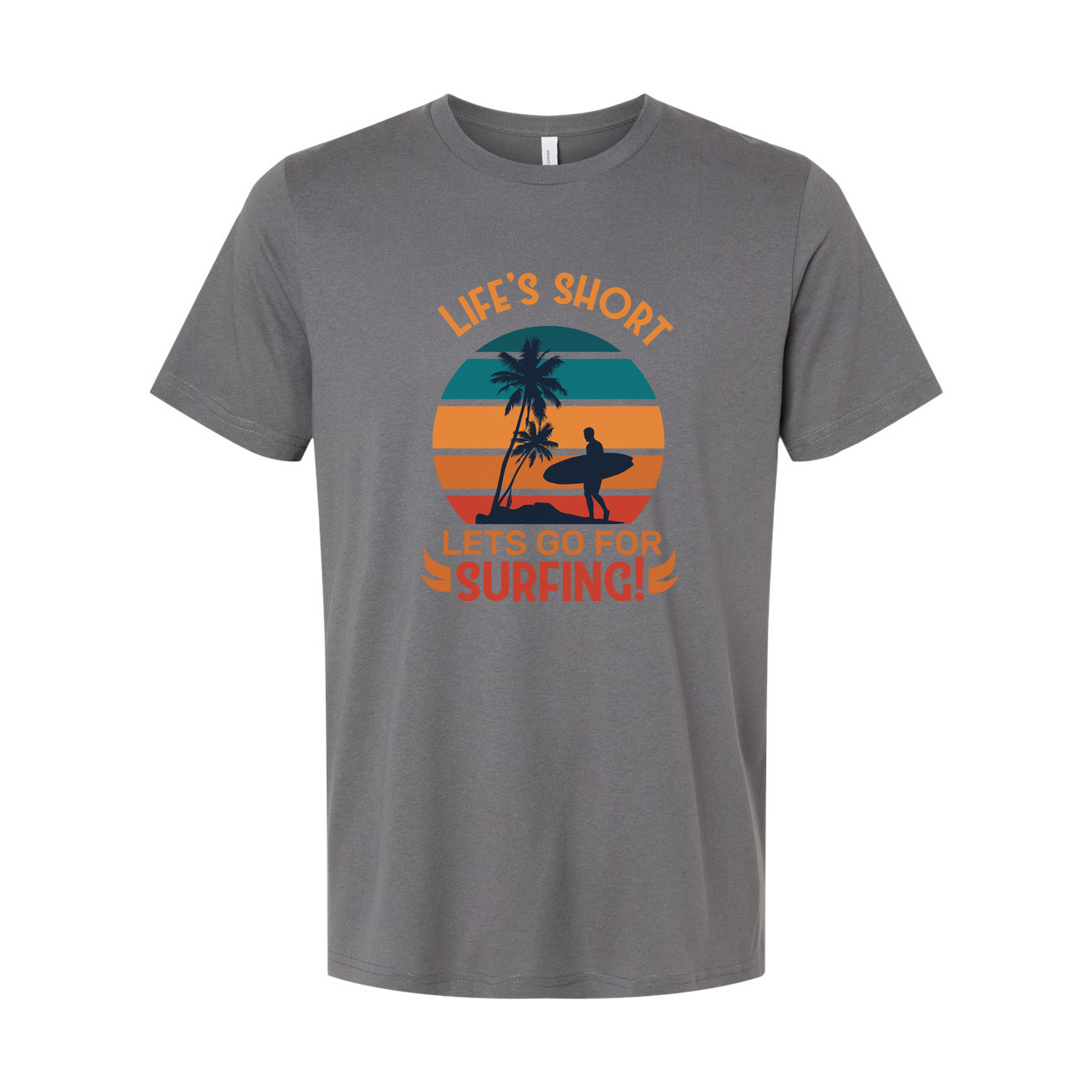 Surfing Theme Unisex T Shirt With Sunset Palm Tree Graphic Design For Beach Lovers