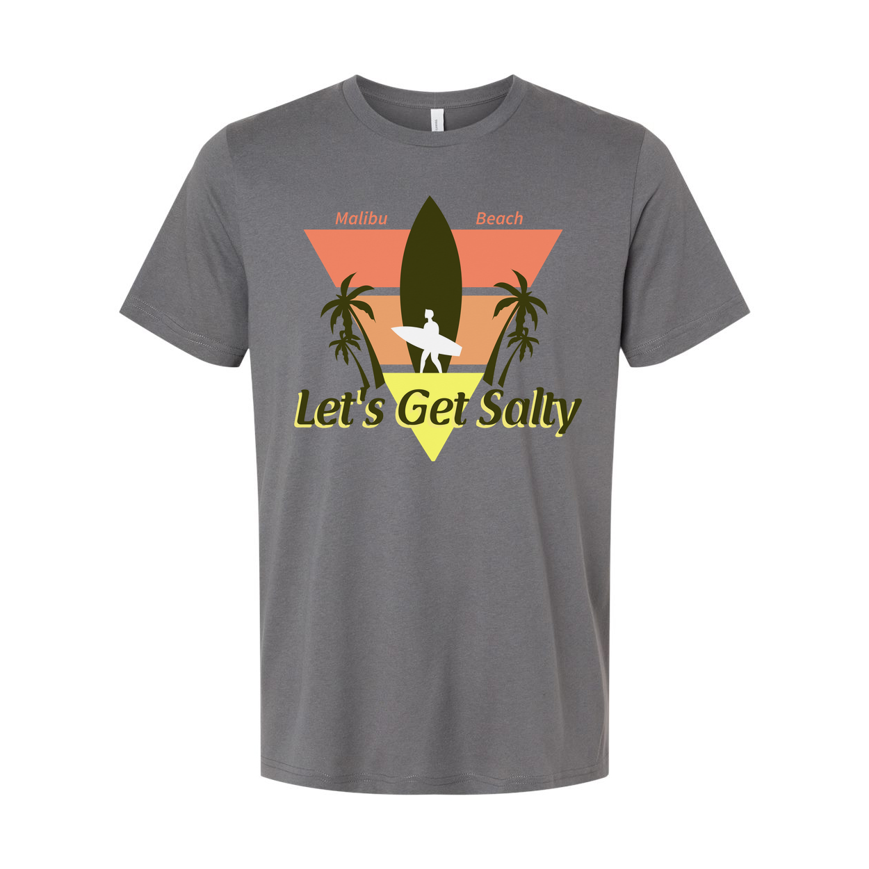 Let's Get Salty Surfing Graphic Tee With Palm Trees And Surfboard Malibu Beach Vibe Unisex