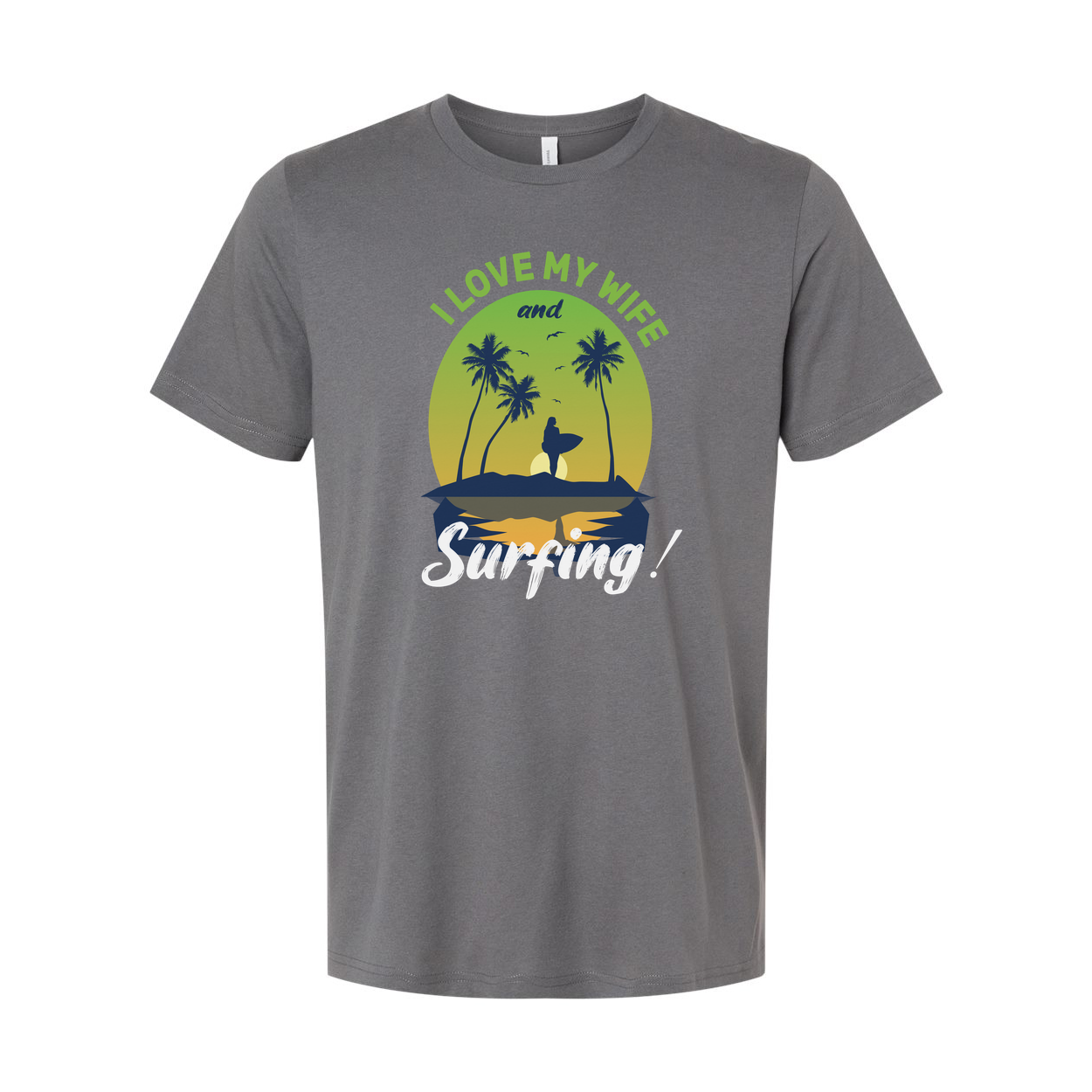 Unisex Surfing T-Shirt With Sunset Palm Trees And Surfer Silhouette Graphic Beach Scene Print