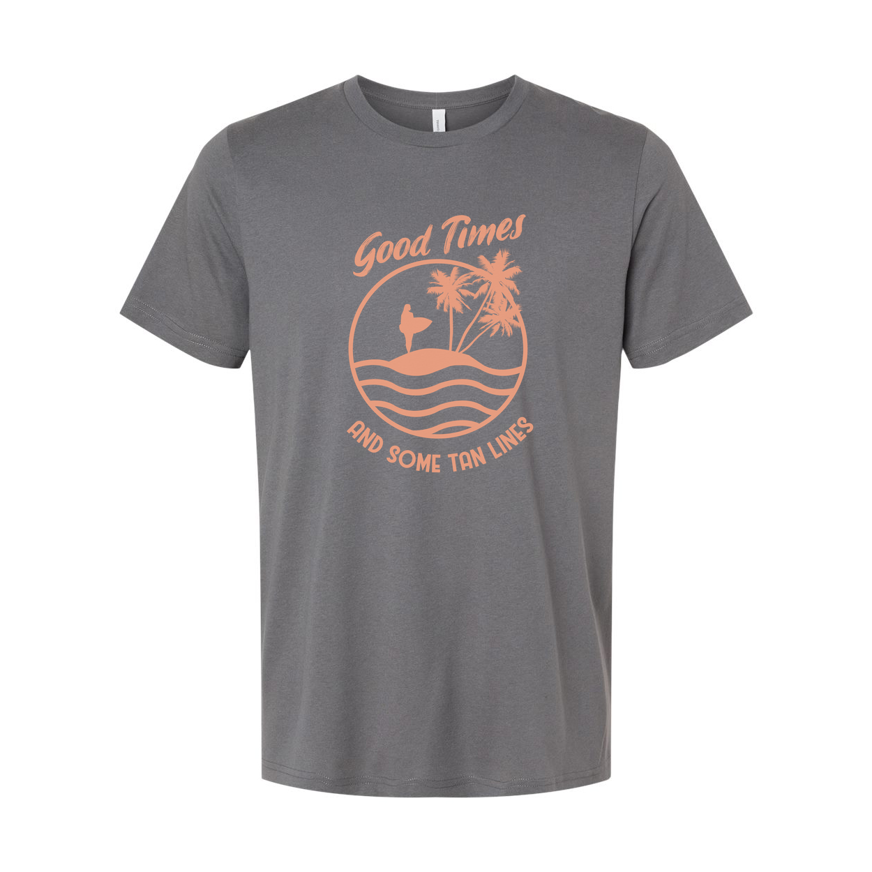 Surfing Themed Unisex Graphic Tee With Good Times And Some Tan Lines For Summer And Beyond