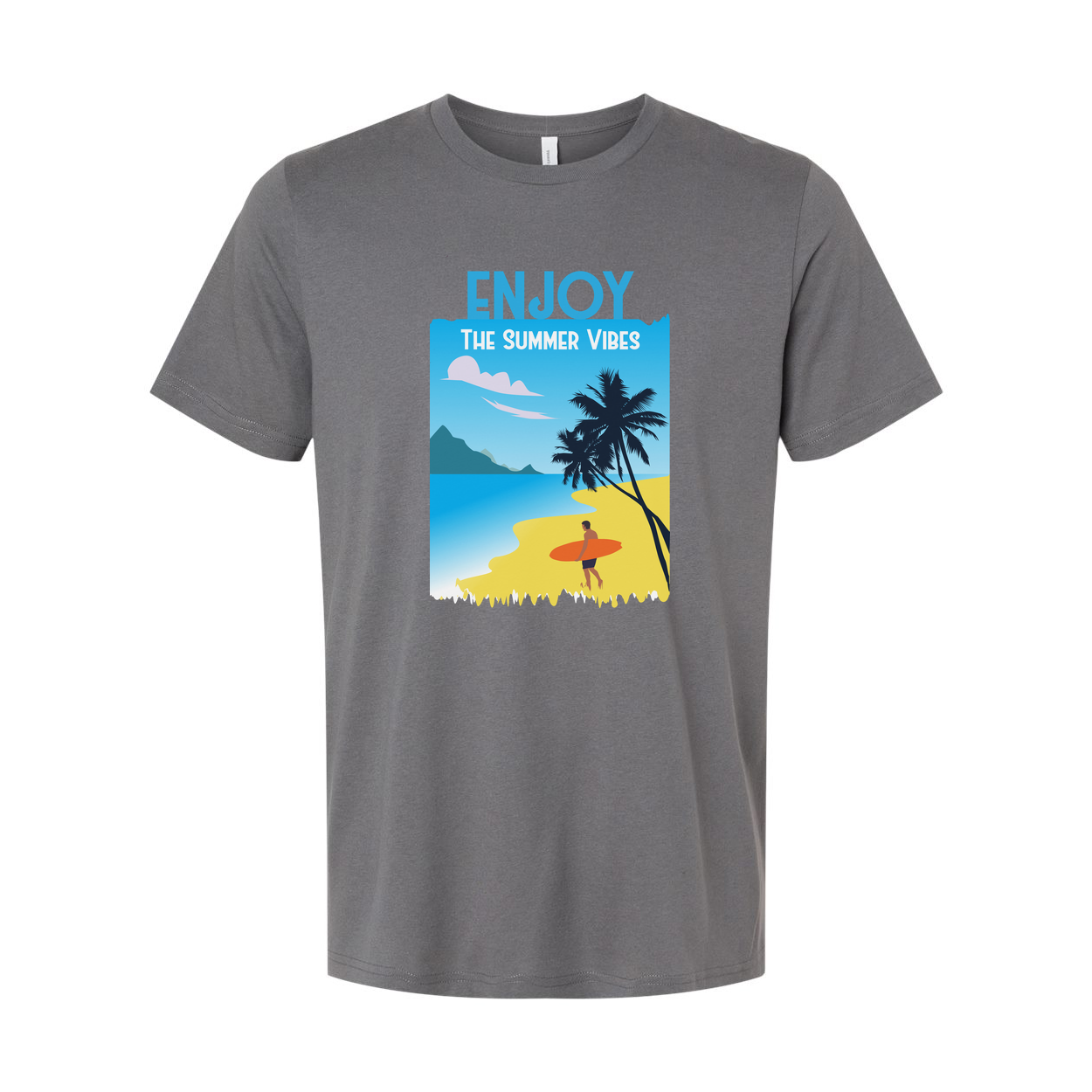 Unisex Surfing Graphic Tee With Beach Scene And Summer Vibes Artwork Design For Casual Wear