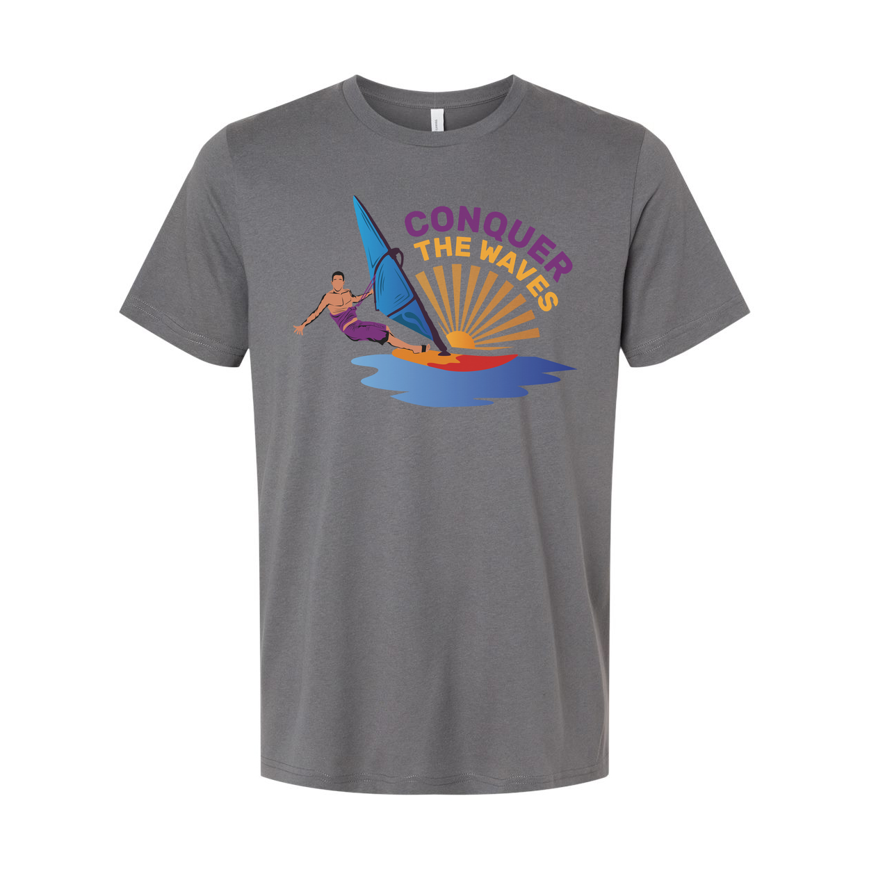 Unisex Windsurfing Graphic Tee Conquer The Waves Sunset Ocean Design For Beach And Surf Fans
