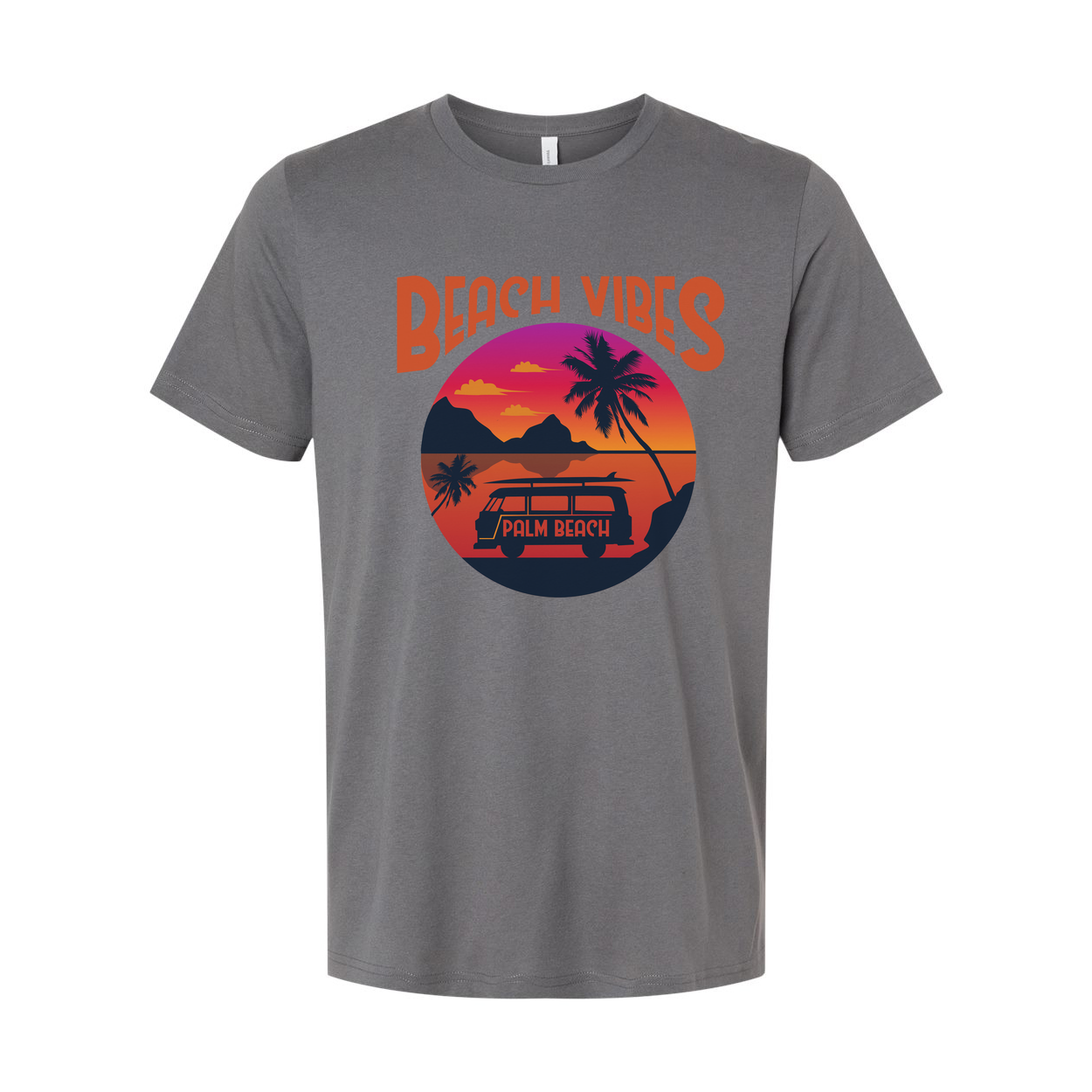 Beach Vibes Palm Beach Sunset Surfing Unisex Graphic Tee For Summer Beachwear And Casual Outdoor Wear