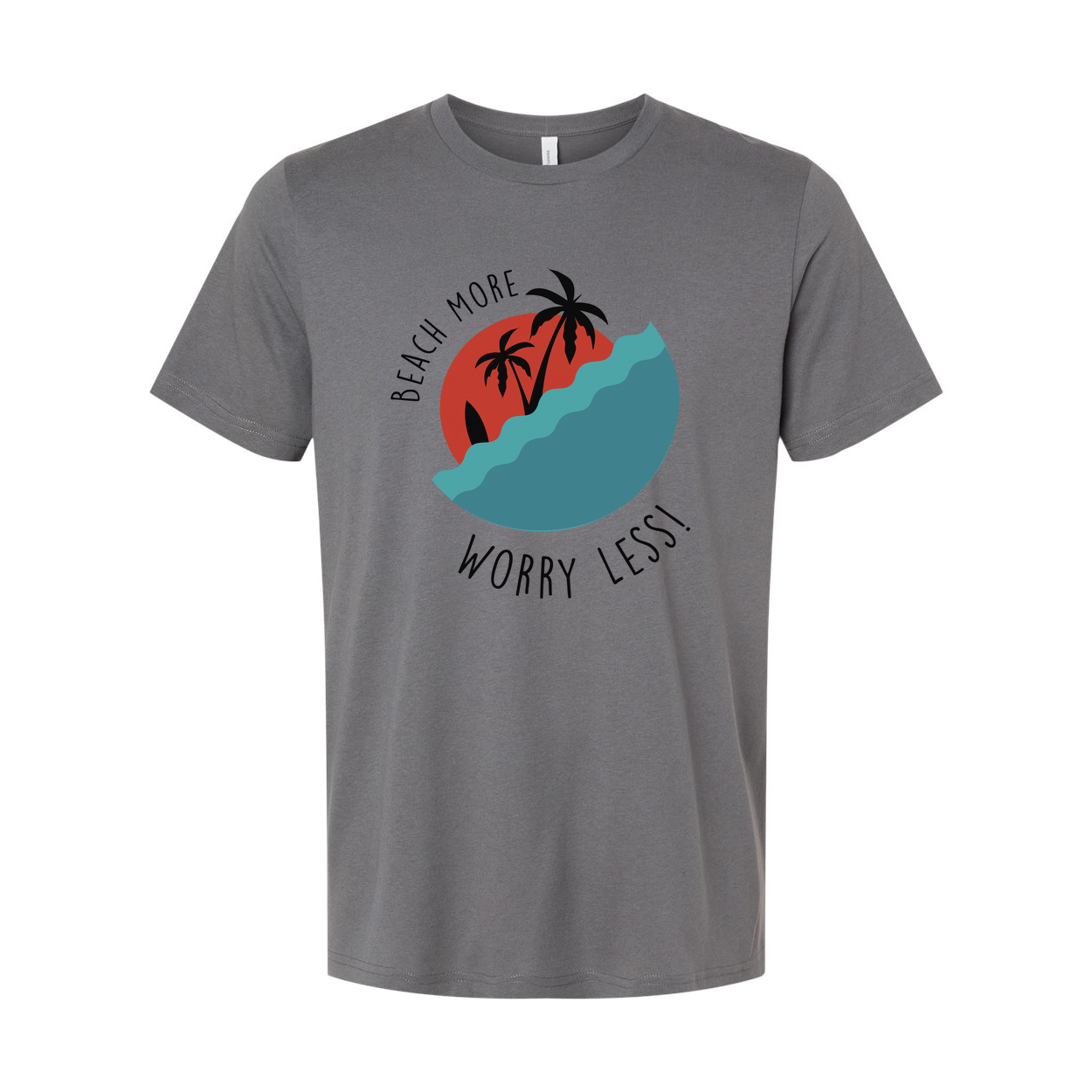 Unisex Beach Scene Graphic T Shirt With Palm Trees And Ocean Waves For Surf Lovers