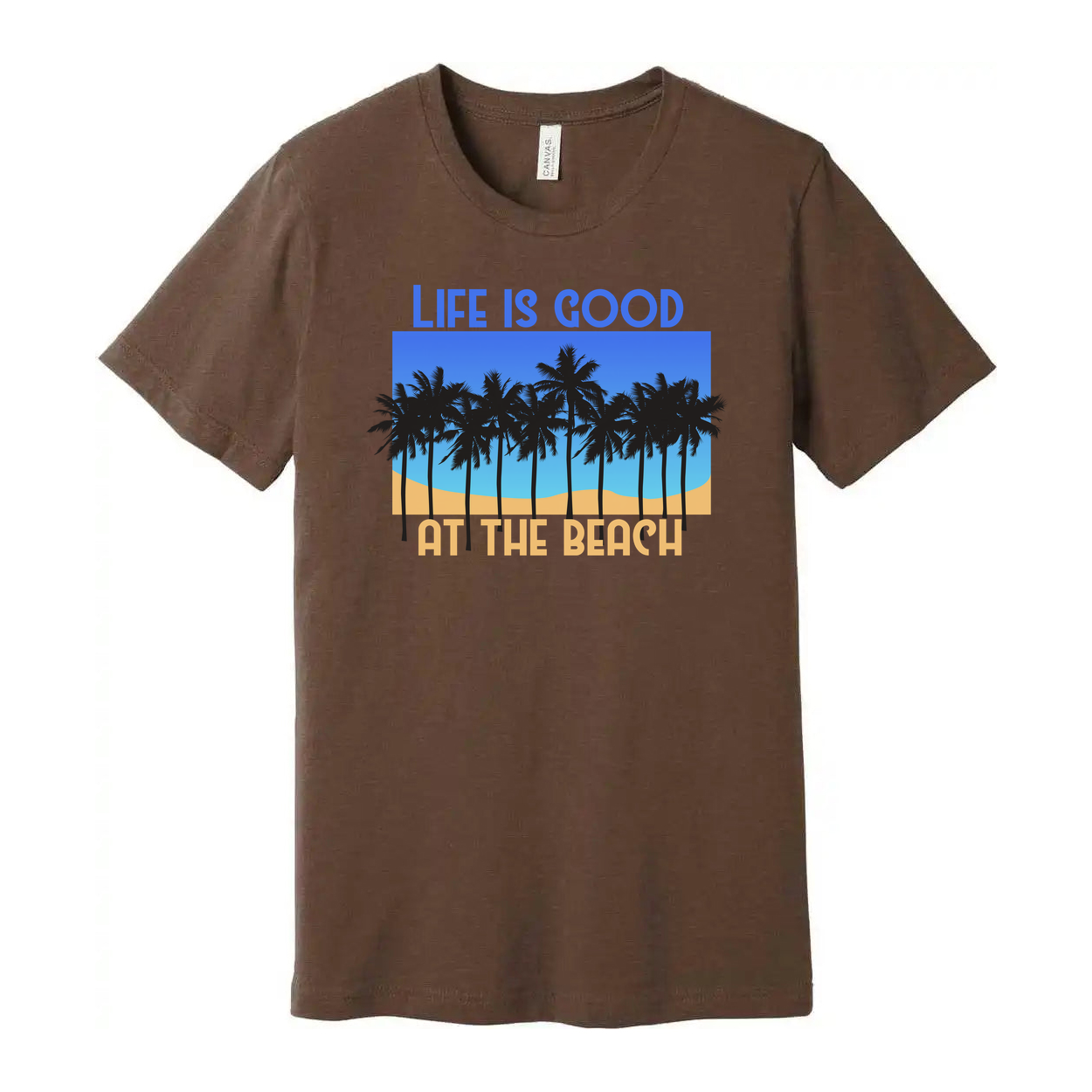 Life Is Good At The Beach Palm Tree Graphic Tee Unisex Casual Everyday Wear For Men And Women