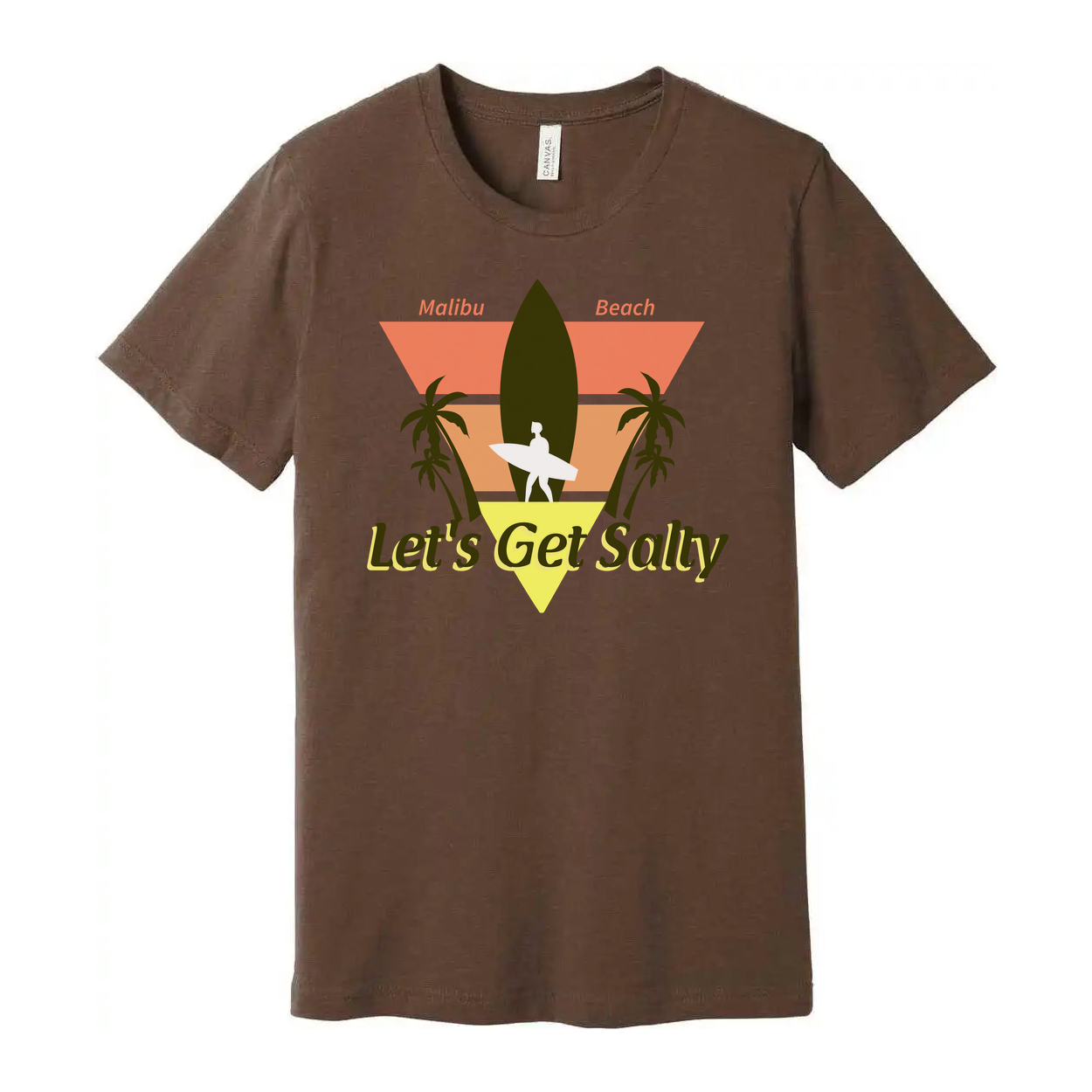Let's Get Salty Surfing Graphic Tee With Palm Trees And Surfboard Malibu Beach Vibe Unisex