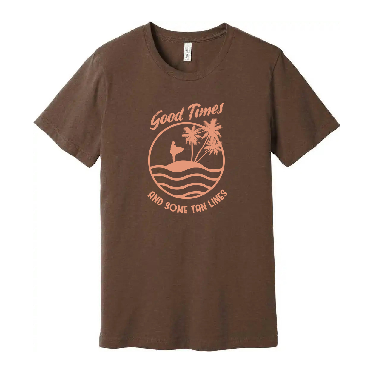 Surfing Themed Unisex Graphic Tee With Good Times And Some Tan Lines For Summer And Beyond