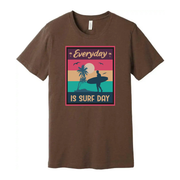 Everyday Is Surf Day Unisex Graphic Tee With Retro Sunset Beach Surfer Silhouette
