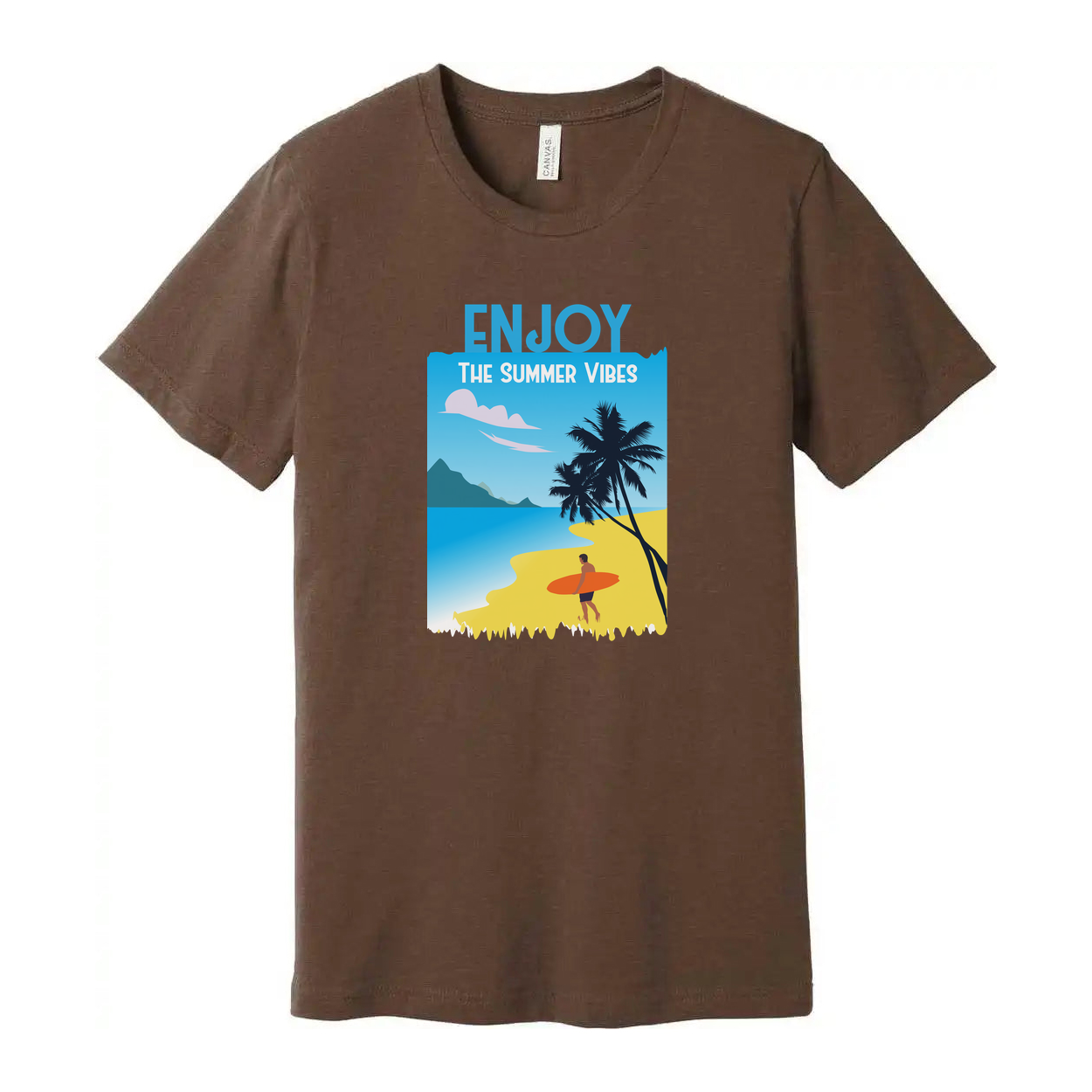 Unisex Surfing Graphic Tee With Beach Scene And Summer Vibes Artwork Design For Casual Wear