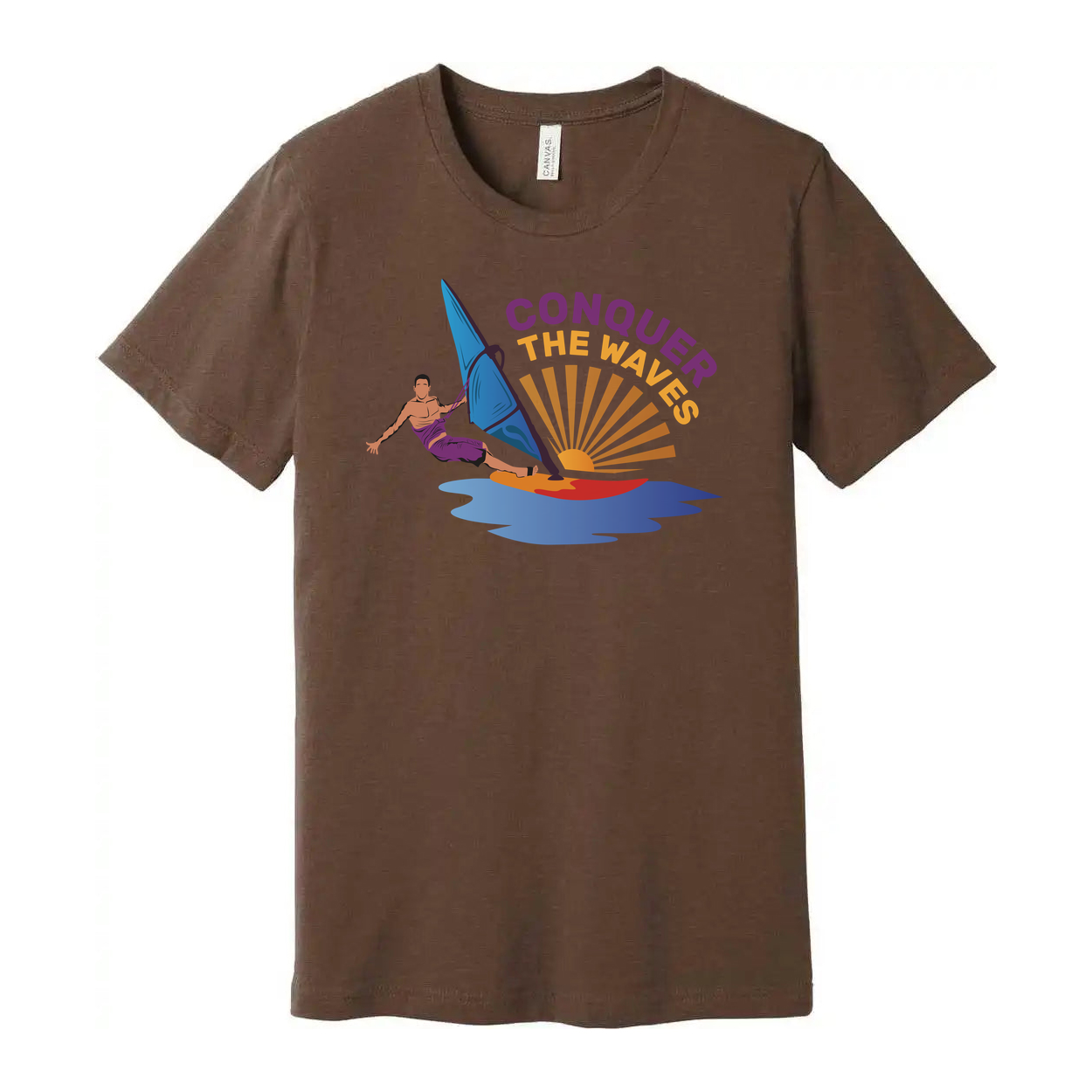 Unisex Windsurfing Graphic Tee Conquer The Waves Sunset Ocean Design For Beach And Surf Fans