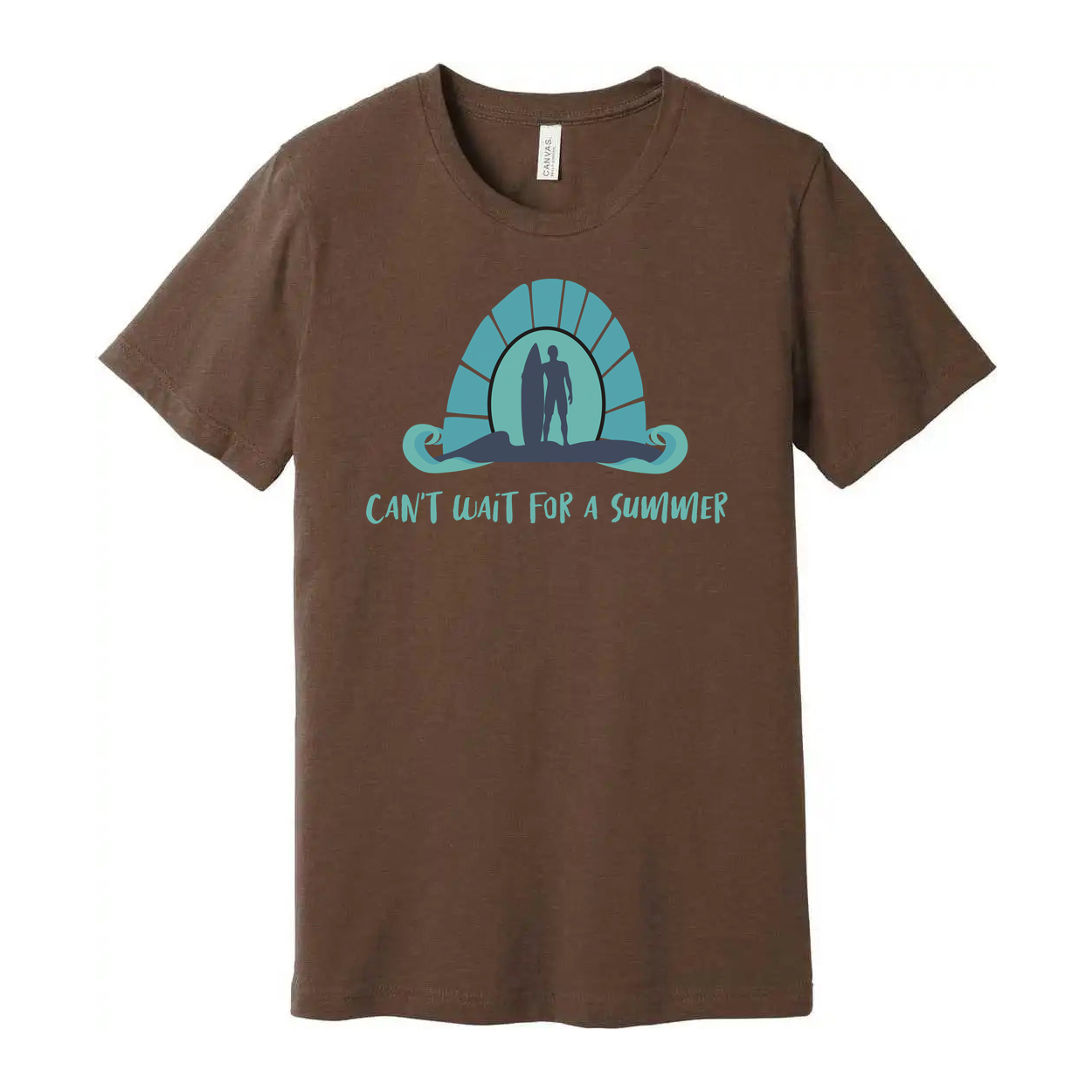Unisex Surfing Graphic T Shirt With Wave Sunrise Design Can't Wait for a Summer Beachwear Essential