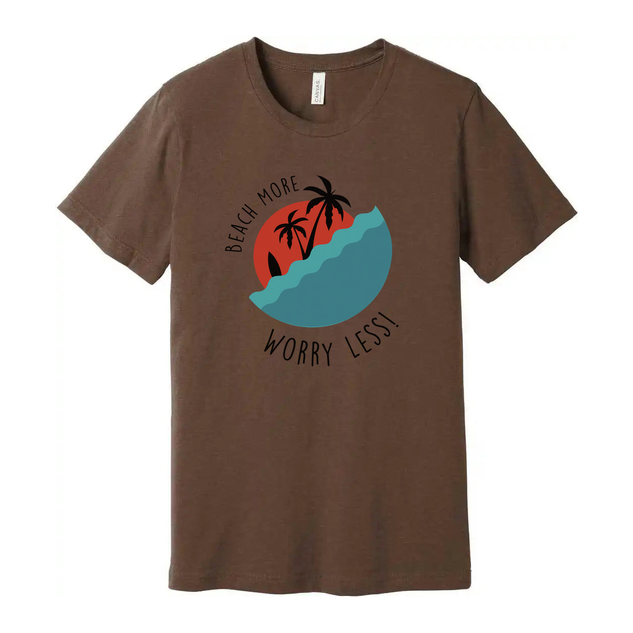 Unisex Beach Scene Graphic T Shirt With Palm Trees And Ocean Waves For Surf Lovers