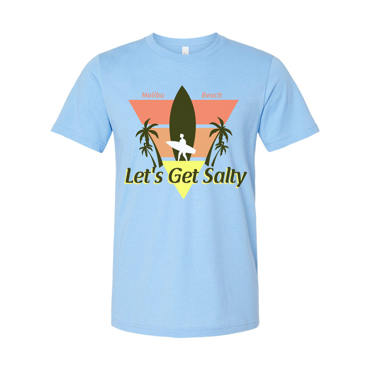 Let's Get Salty Surfing Graphic Tee With Palm Trees And Surfboard Malibu Beach Vibe Unisex