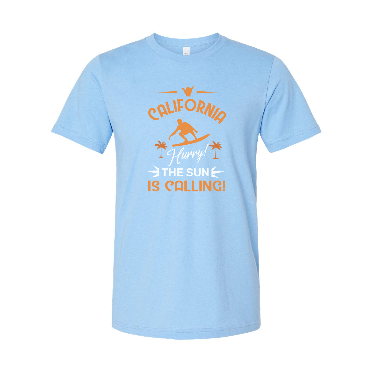 California Surfing Graphic Tee For Unisex Adults With Surfboard And Palm Design Print
