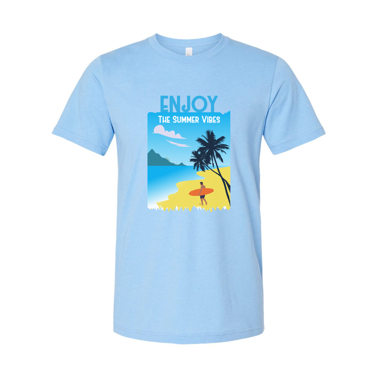 Unisex Surfing Graphic Tee With Beach Scene And Summer Vibes Artwork Design For Casual Wear