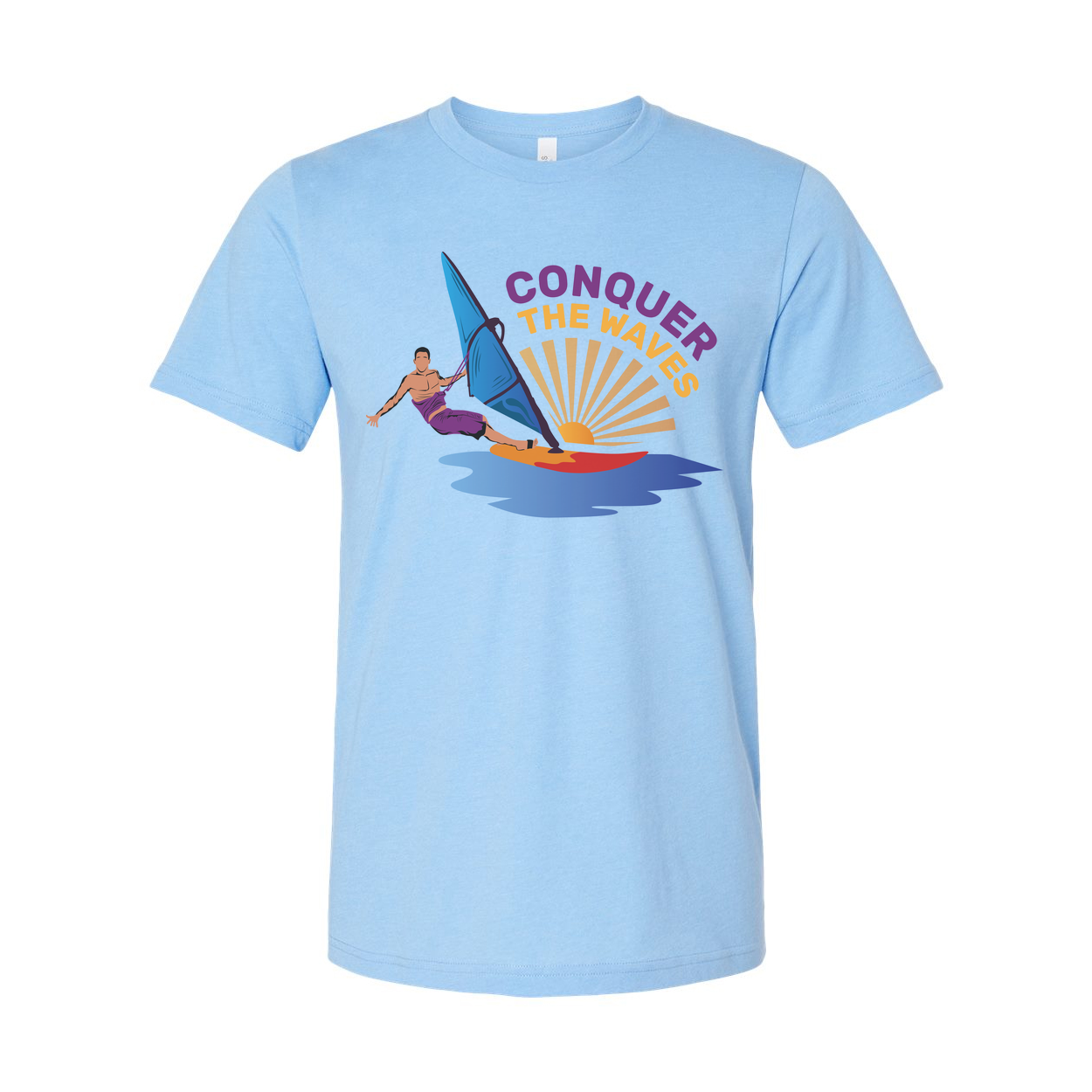 Unisex Windsurfing Graphic Tee Conquer The Waves Sunset Ocean Design For Beach And Surf Fans