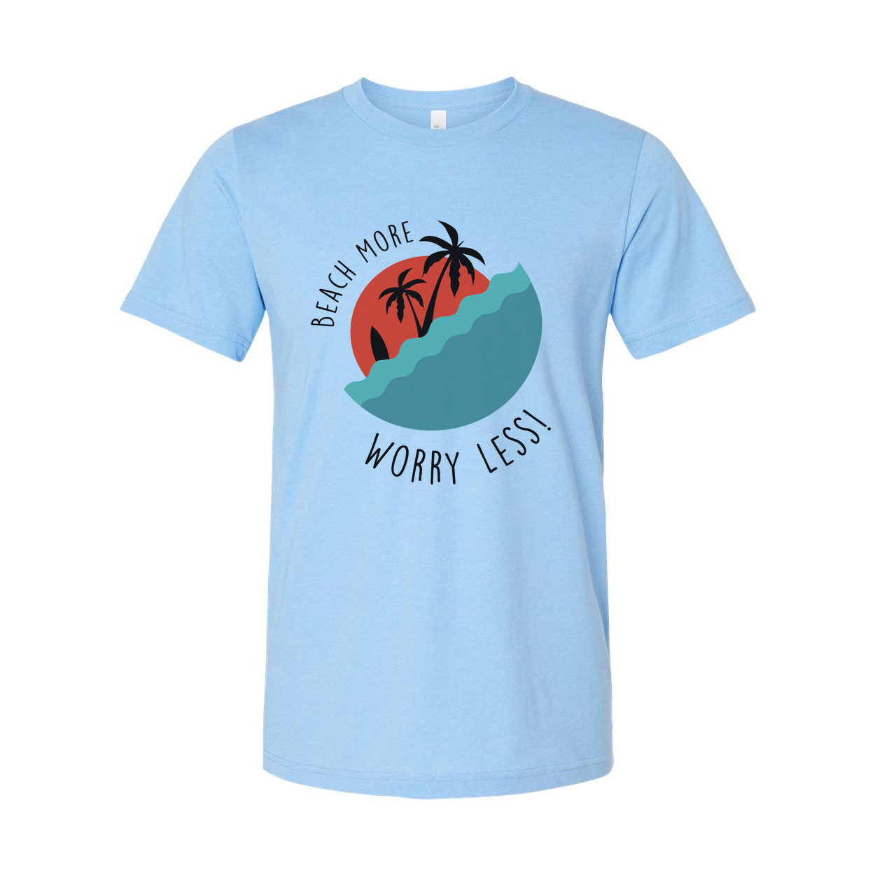 Unisex Beach Scene Graphic T Shirt With Palm Trees And Ocean Waves For Surf Lovers