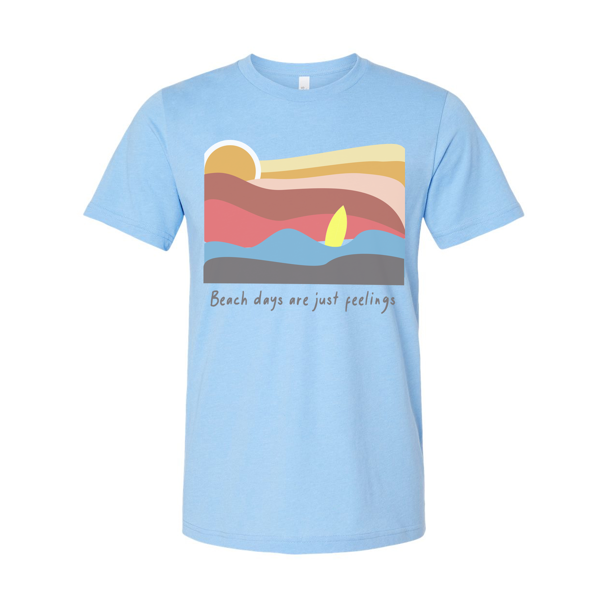 Surfing Themed Unisex Graphic Tee With Pastel Sunset Waves Artwork And Beach Vibes