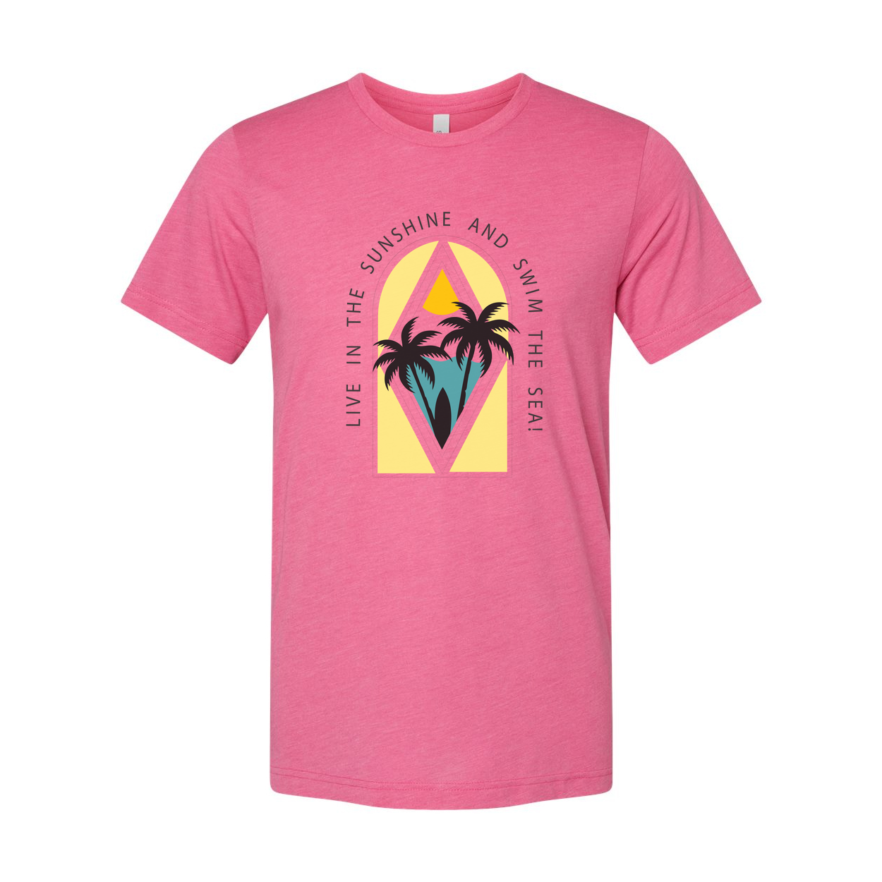Surfing Graphic T Shirt For Men And Women With Palm Trees And Sunny Sea Scene Artwork
