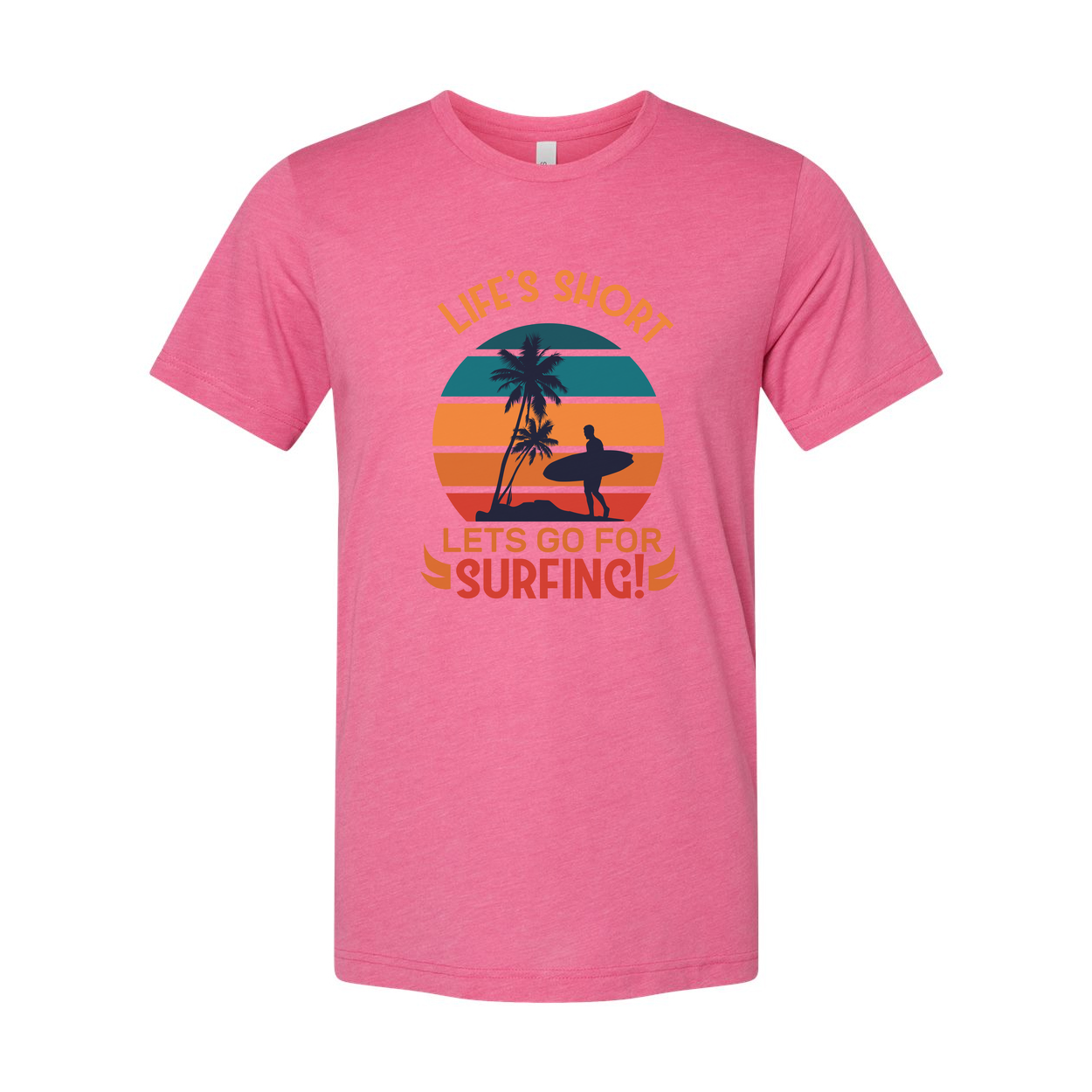 Surfing Theme Unisex T Shirt With Sunset Palm Tree Graphic Design For Beach Lovers