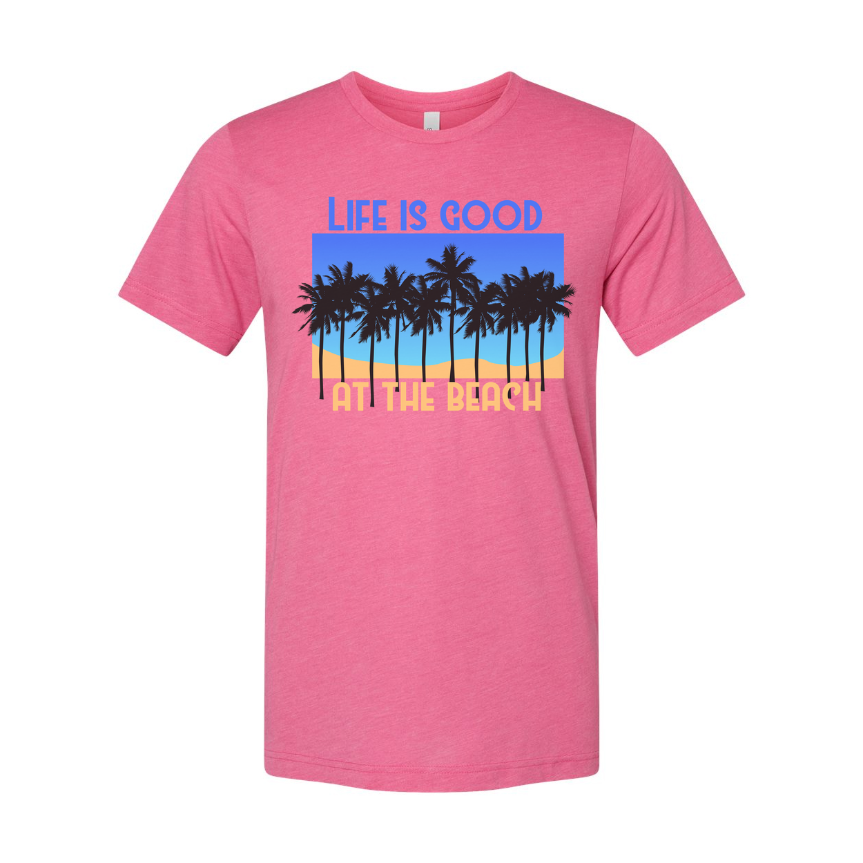 Life Is Good At The Beach Palm Tree Graphic Tee Unisex Casual Everyday Wear For Men And Women
