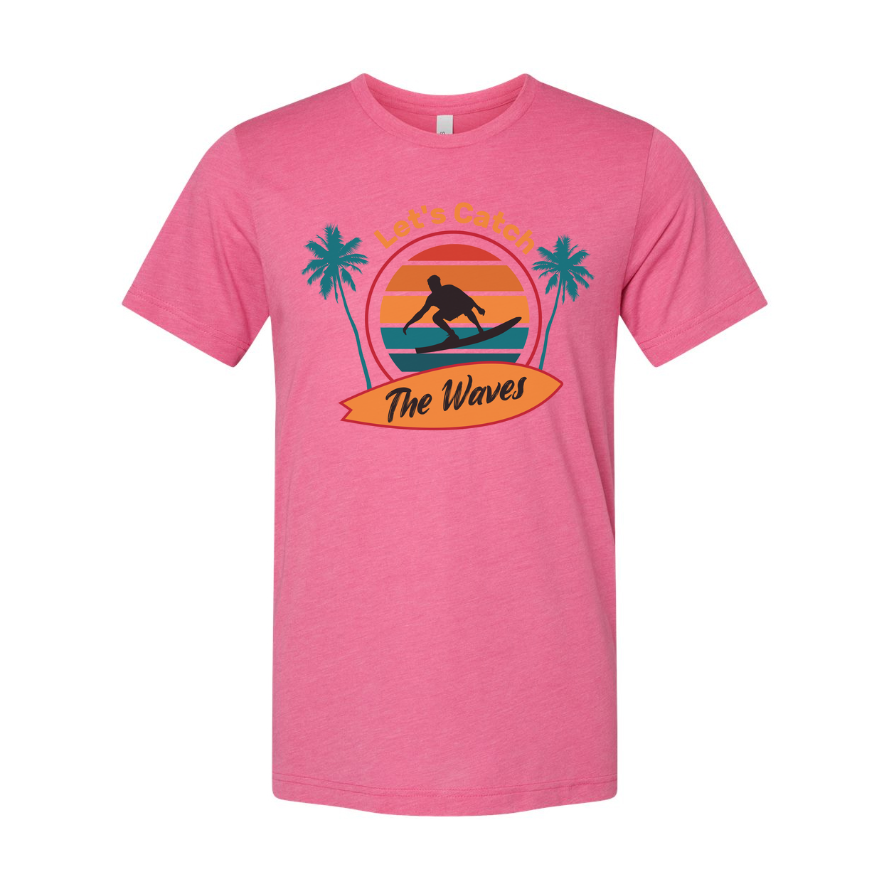 Unisex Surfing Graphic T Shirt With Retro Sunset Waves Palm Trees Design Ideal For Beach Lovers