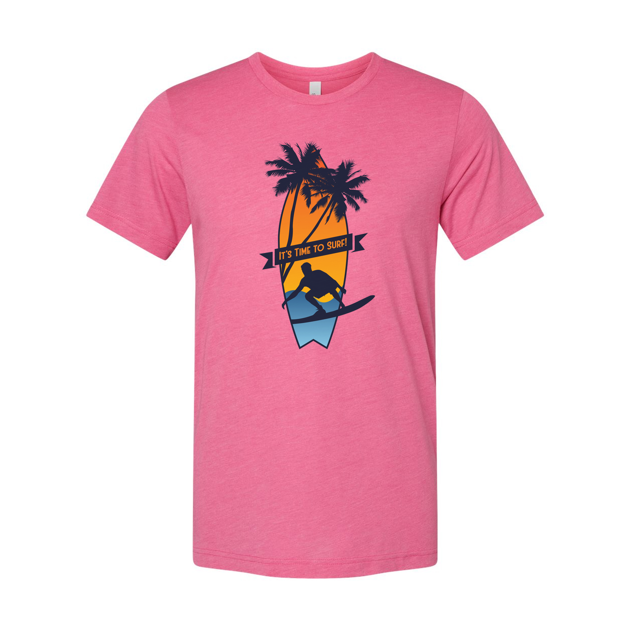 Unisex Surfing Graphic T Shirt With Palm Trees Sunset Surfboard Silhouette And Banner