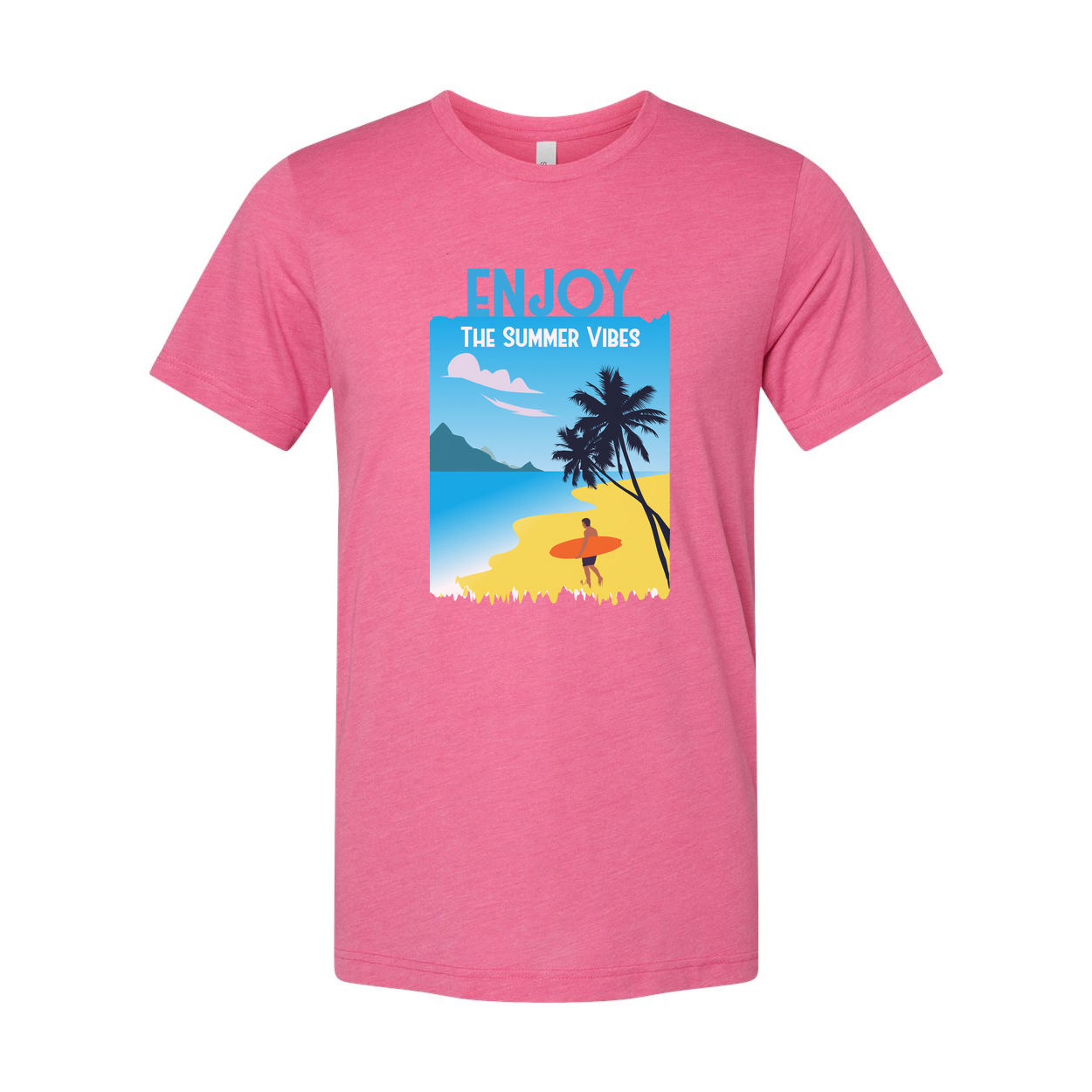Unisex Surfing Graphic Tee With Beach Scene And Summer Vibes Artwork Design For Casual Wear
