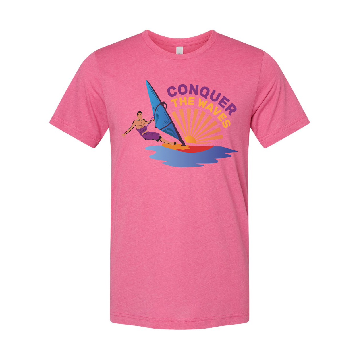 Unisex Windsurfing Graphic Tee Conquer The Waves Sunset Ocean Design For Beach And Surf Fans