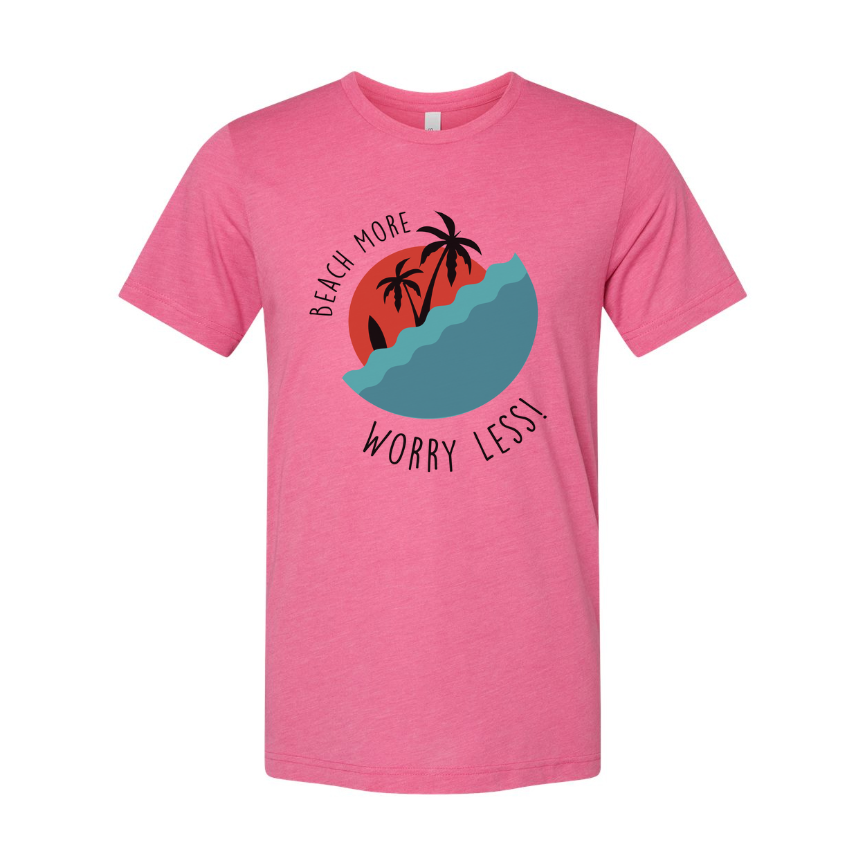 Unisex Beach Scene Graphic T Shirt With Palm Trees And Ocean Waves For Surf Lovers