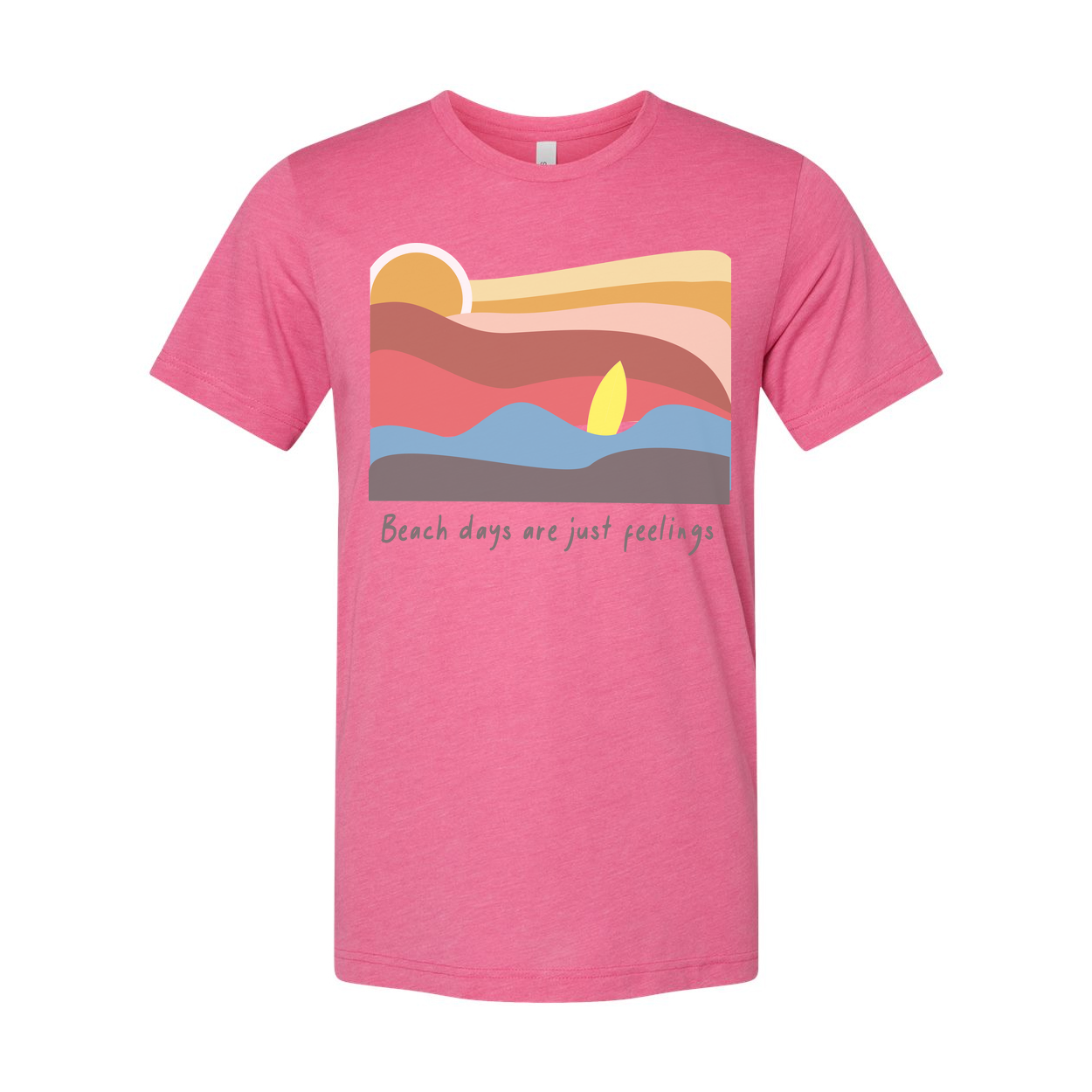 Surfing Themed Unisex Graphic Tee With Pastel Sunset Waves Artwork And Beach Vibes