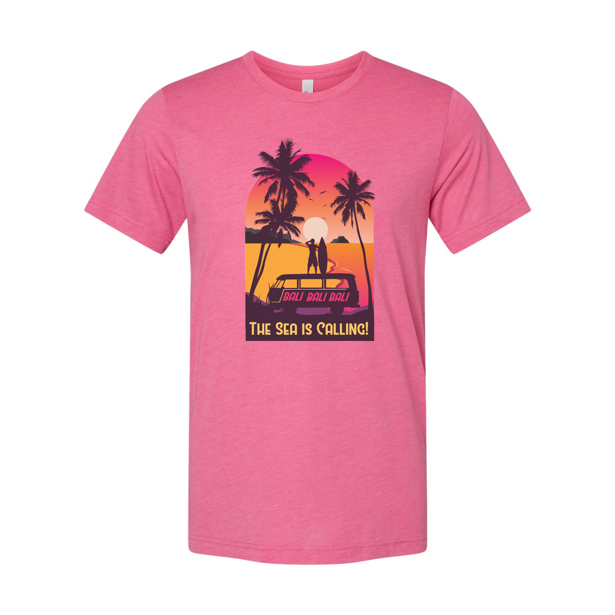 Sunset Surfing Graphic Tee With Palm Trees And The Sea Is Calling For Summer Vacation
