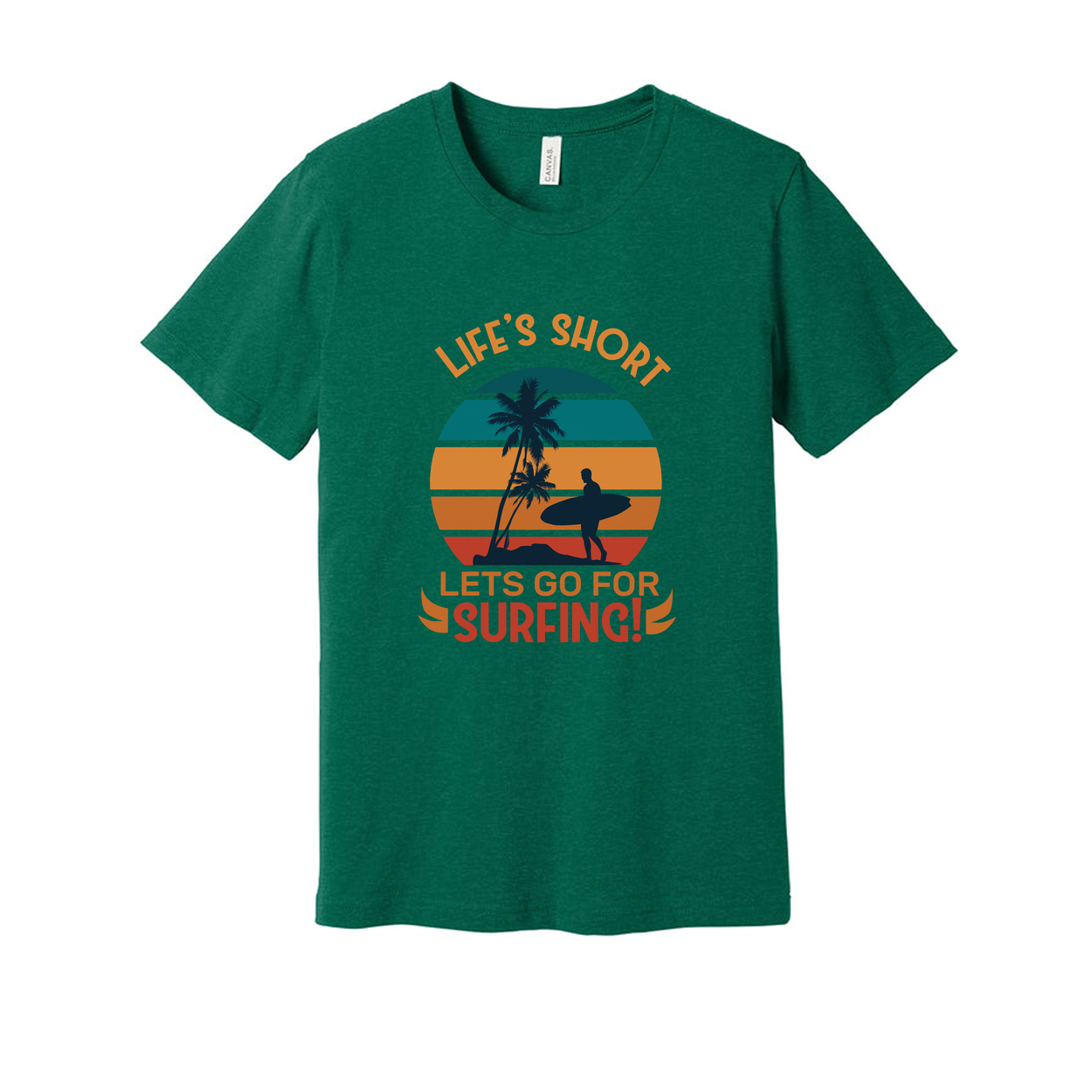 Surfing Theme Unisex T Shirt With Sunset Palm Tree Graphic Design For Beach Lovers