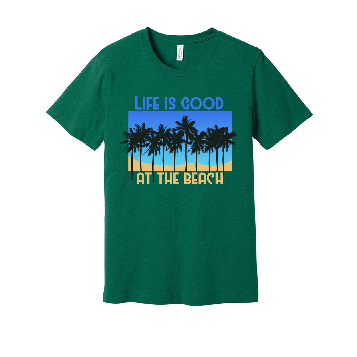 Life Is Good At The Beach Palm Tree Graphic Tee Unisex Casual Everyday Wear For Men And Women