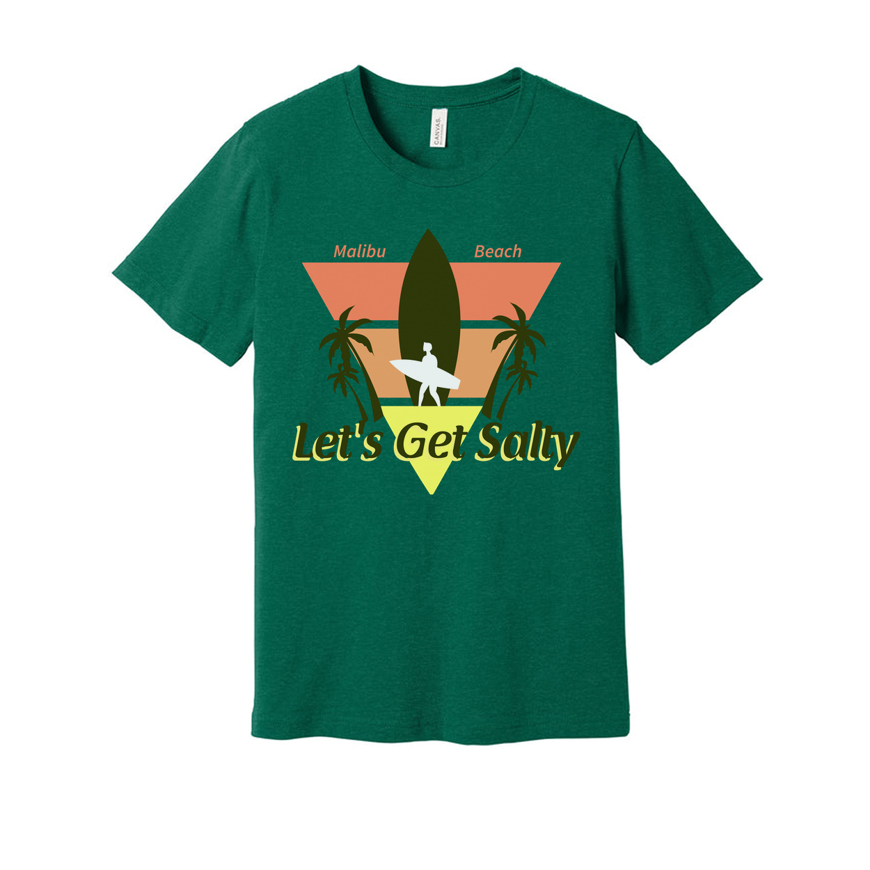Let's Get Salty Surfing Graphic Tee With Palm Trees And Surfboard Malibu Beach Vibe Unisex