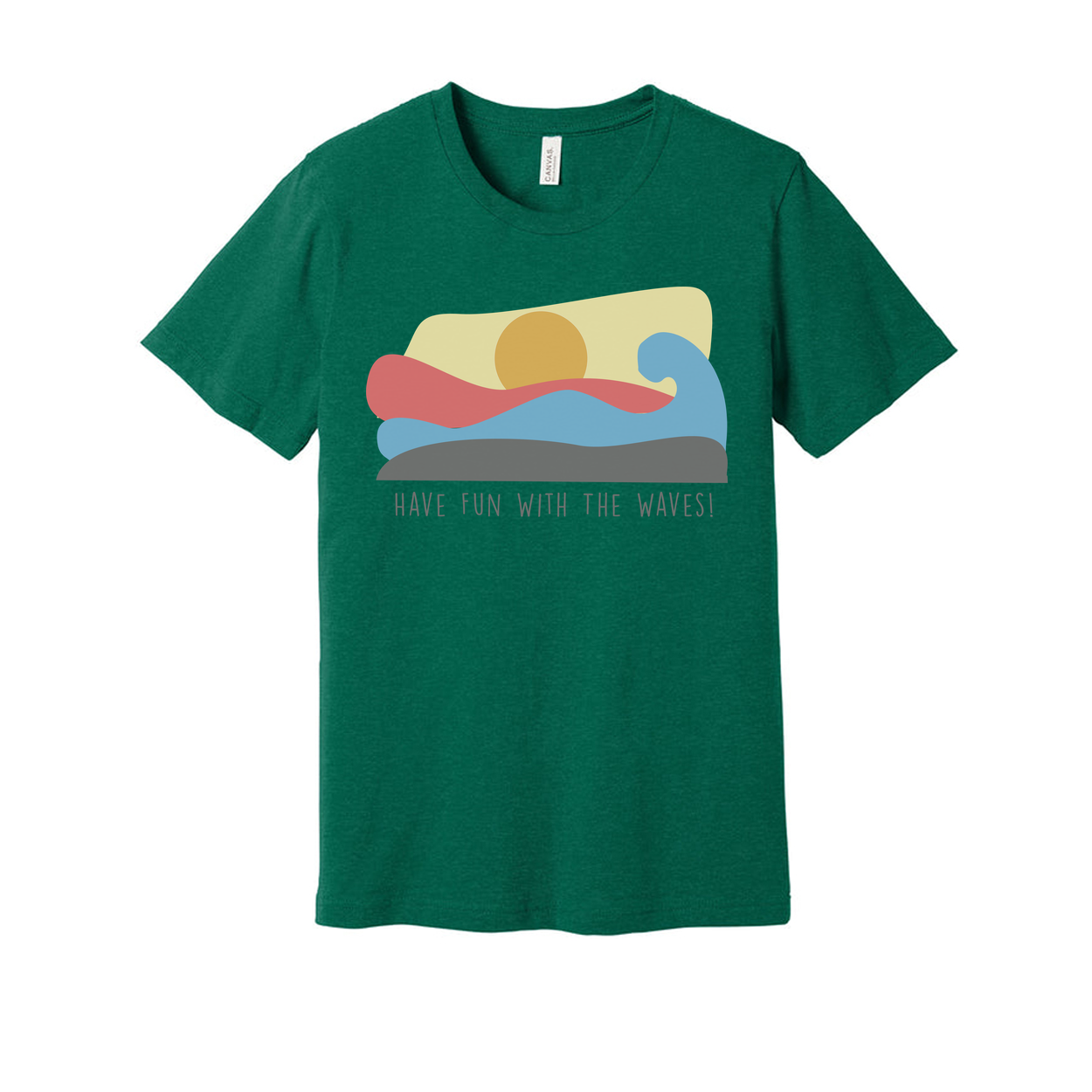 Unisex Surf Wave Graphic T Shirt With Pastel Sunset Have Fun With The Waves Motif