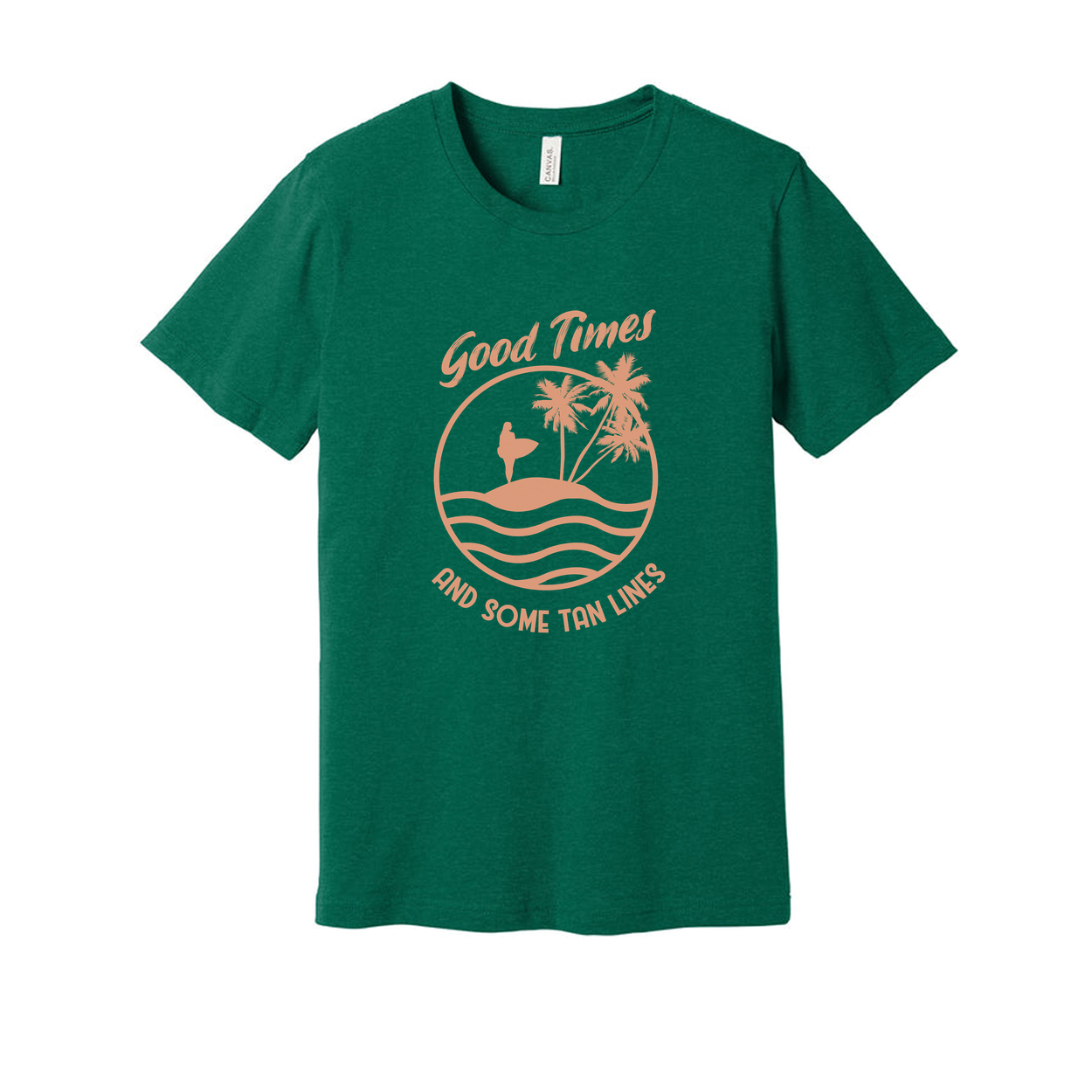 Surfing Themed Unisex Graphic Tee With Good Times And Some Tan Lines For Summer And Beyond