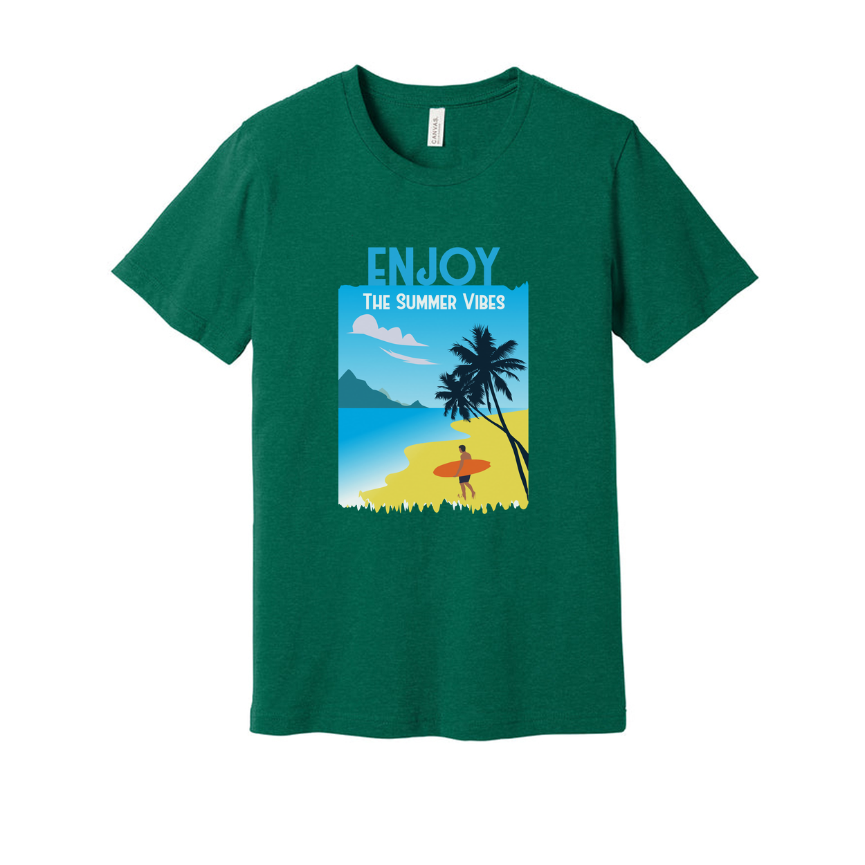 Unisex Surfing Graphic Tee With Beach Scene And Summer Vibes Artwork Design For Casual Wear