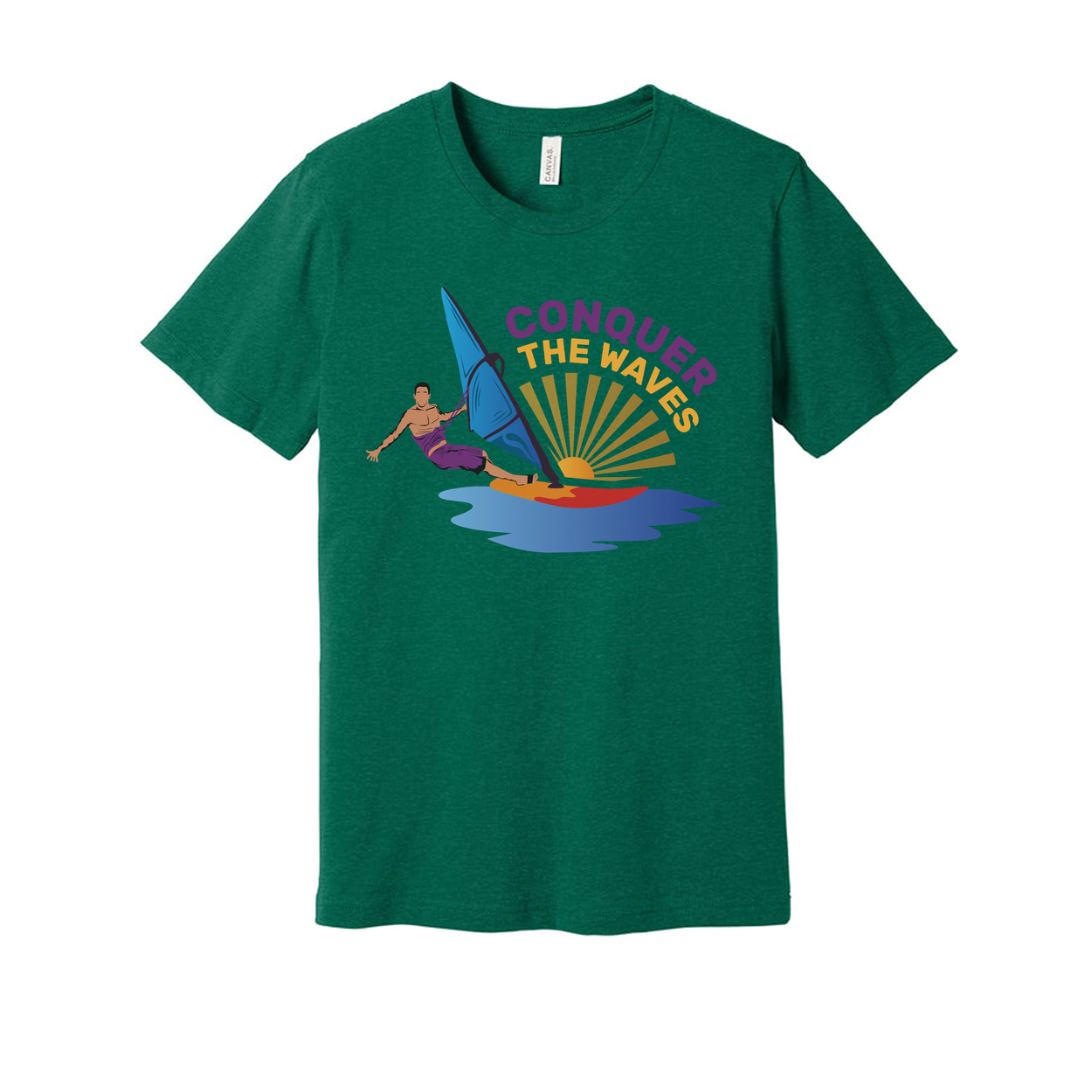 Unisex Windsurfing Graphic Tee Conquer The Waves Sunset Ocean Design For Beach And Surf Fans