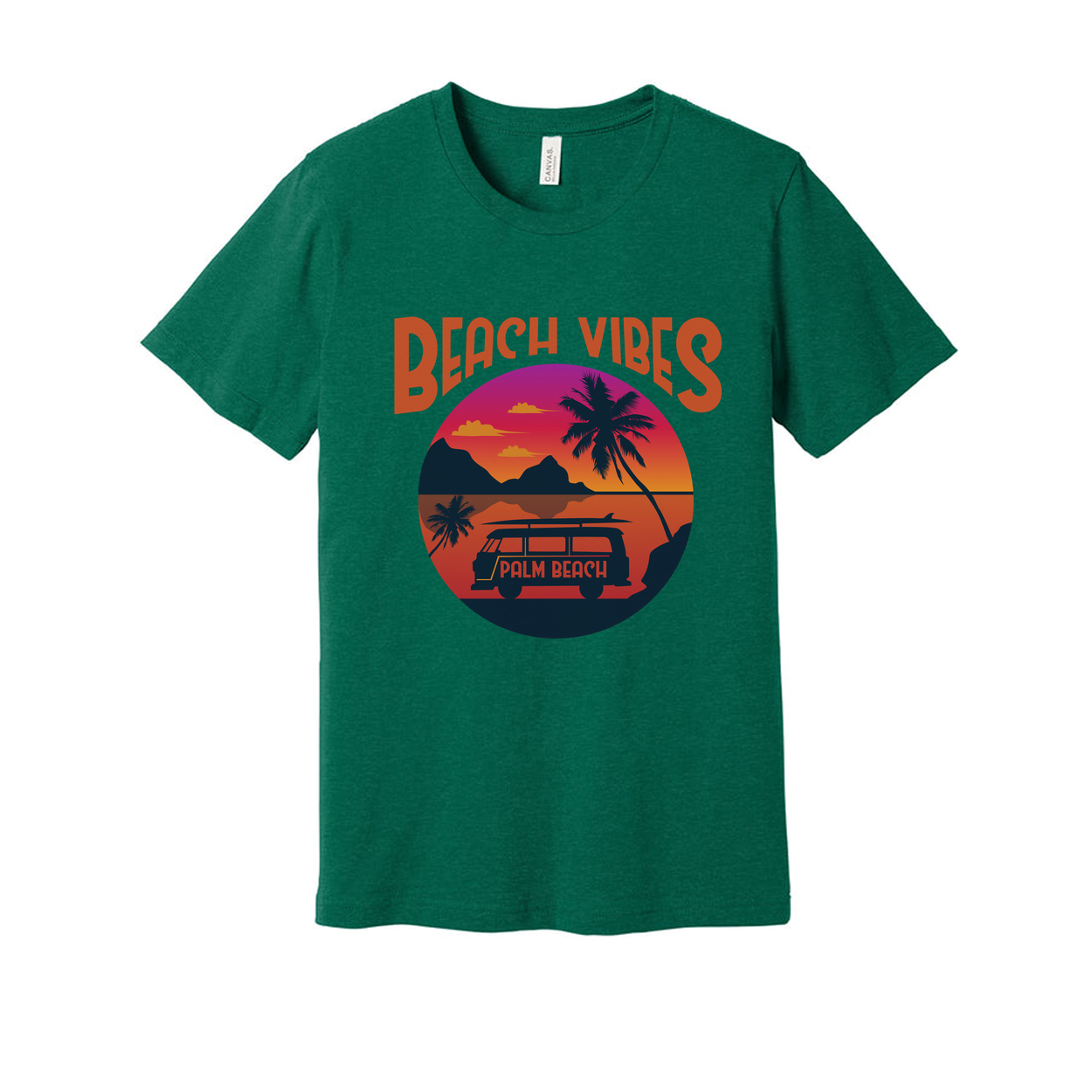 Beach Vibes Palm Beach Sunset Surfing Unisex Graphic Tee For Summer Beachwear And Casual Outdoor Wear