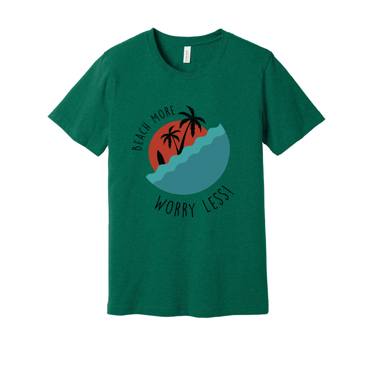 Unisex Beach Scene Graphic T Shirt With Palm Trees And Ocean Waves For Surf Lovers