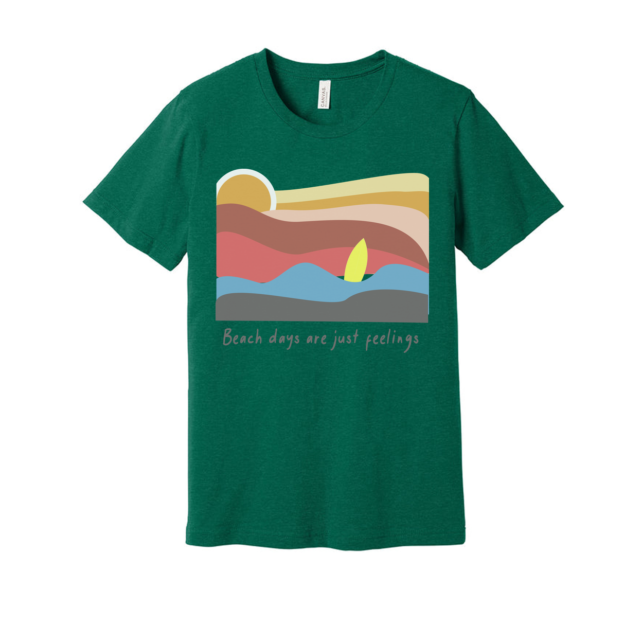 Surfing Themed Unisex Graphic Tee With Pastel Sunset Waves Artwork And Beach Vibes