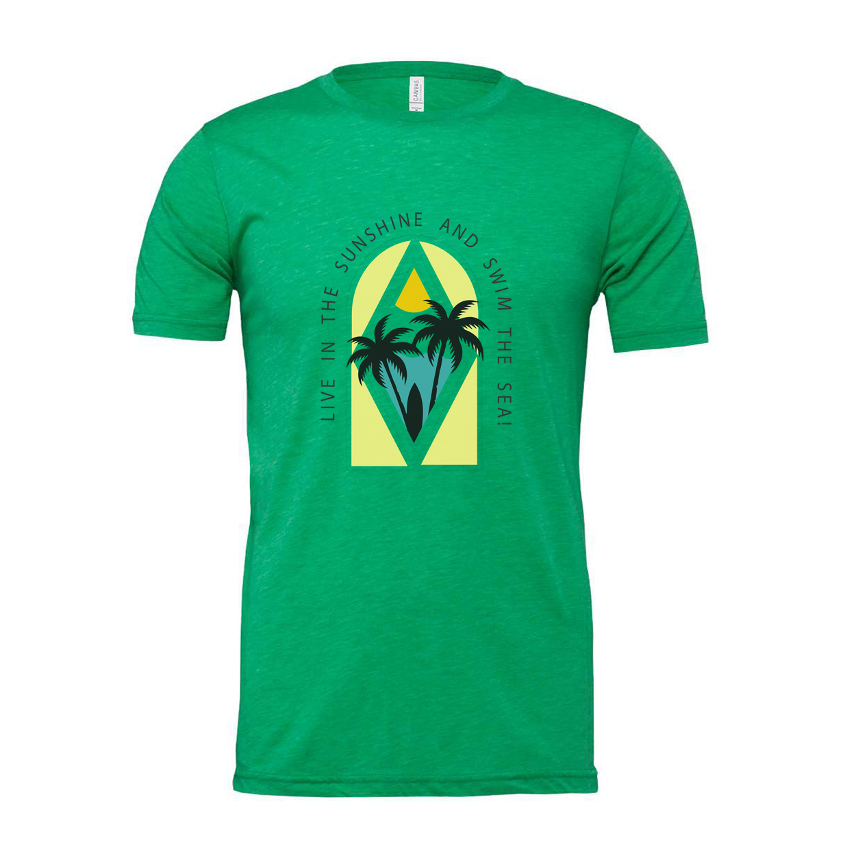 Surfing Graphic T Shirt For Men And Women With Palm Trees And Sunny Sea Scene Artwork