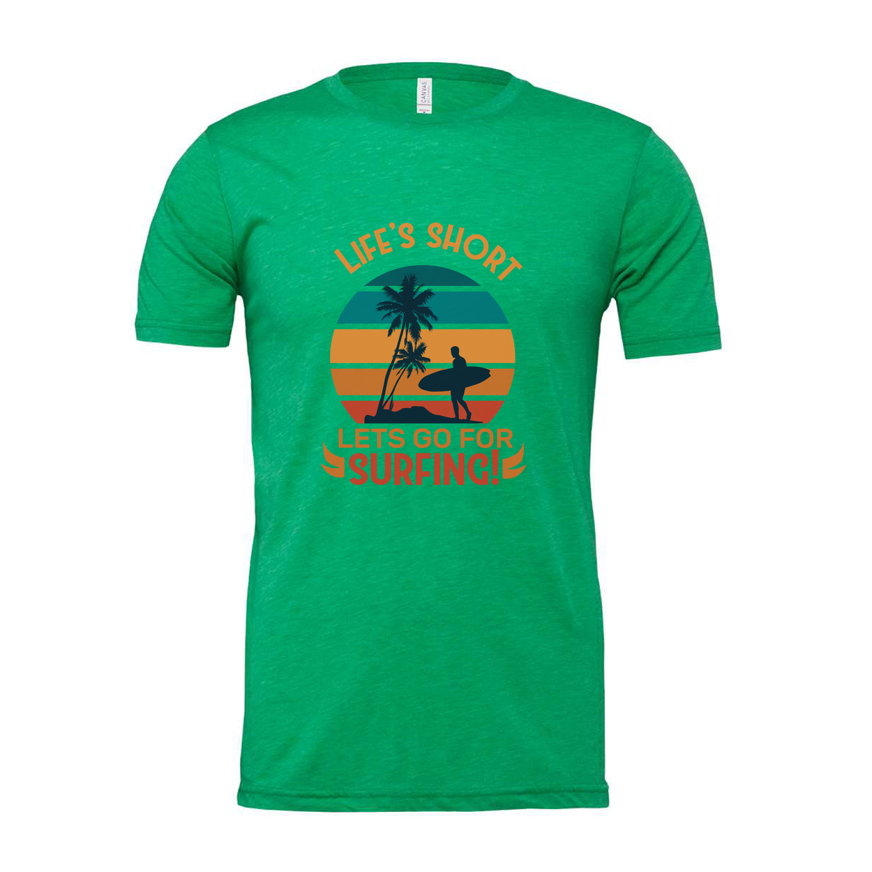 Surfing Theme Unisex T Shirt With Sunset Palm Tree Graphic Design For Beach Lovers
