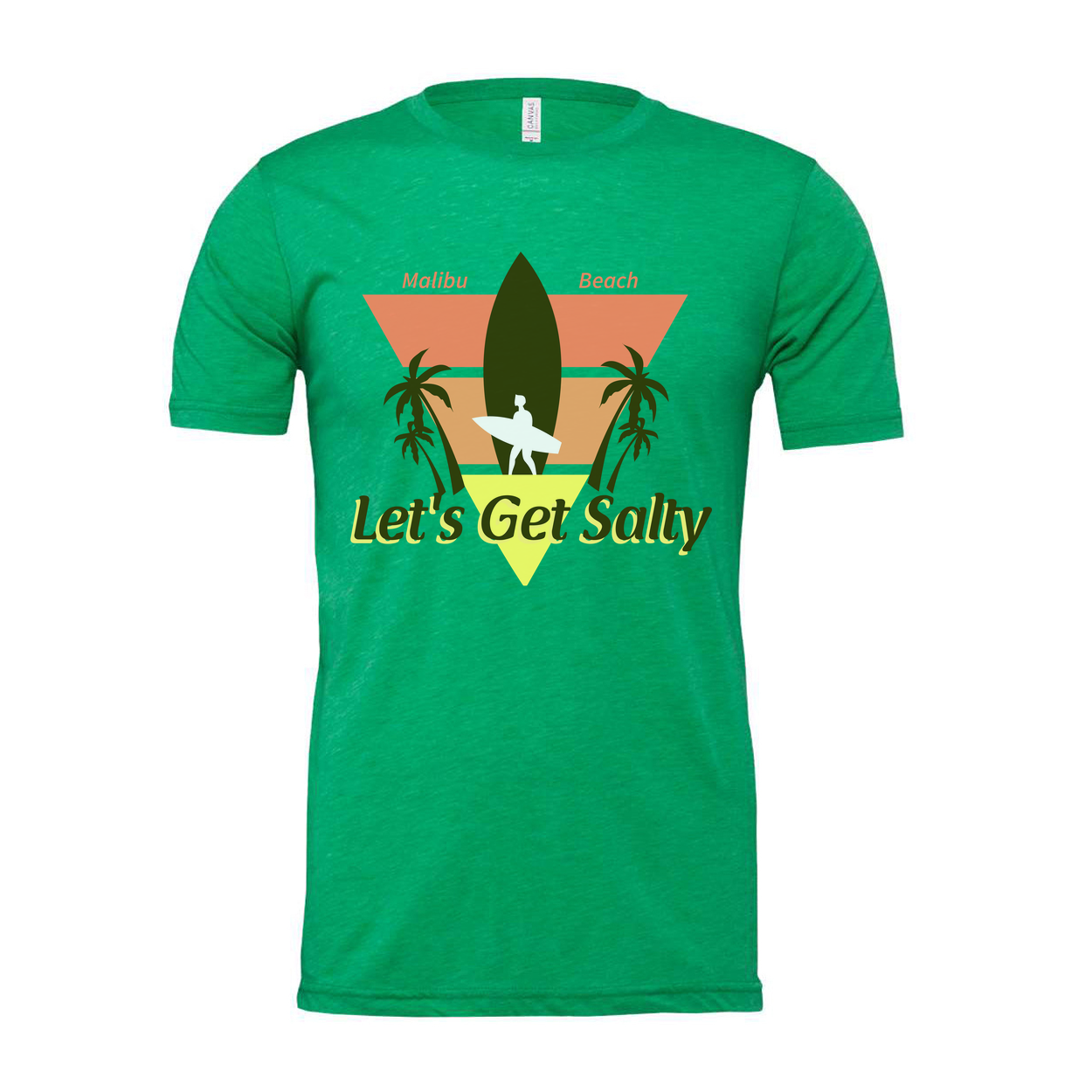 Let's Get Salty Surfing Graphic Tee With Palm Trees And Surfboard Malibu Beach Vibe Unisex