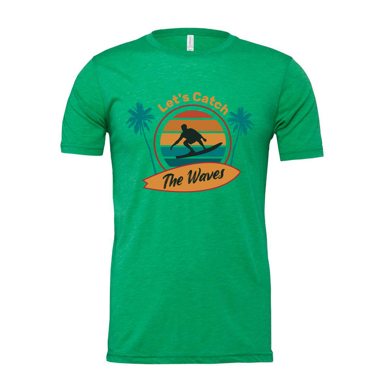 Unisex Surfing Graphic T Shirt With Retro Sunset Waves Palm Trees Design Ideal For Beach Lovers