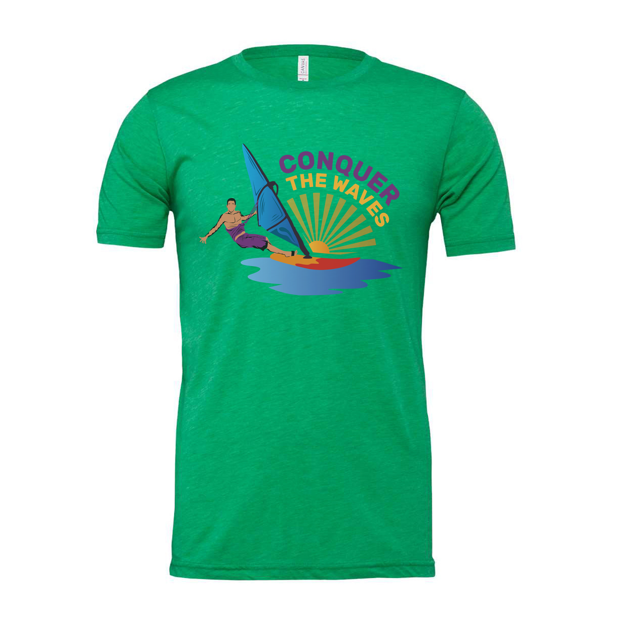 Unisex Windsurfing Graphic Tee Conquer The Waves Sunset Ocean Design For Beach And Surf Fans