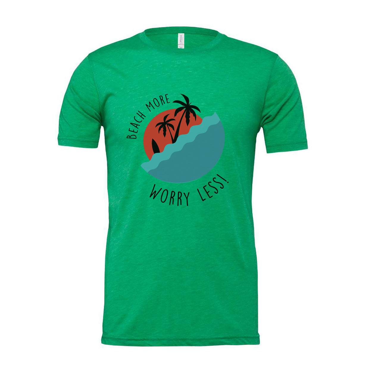 Unisex Beach Scene Graphic T Shirt With Palm Trees And Ocean Waves For Surf Lovers