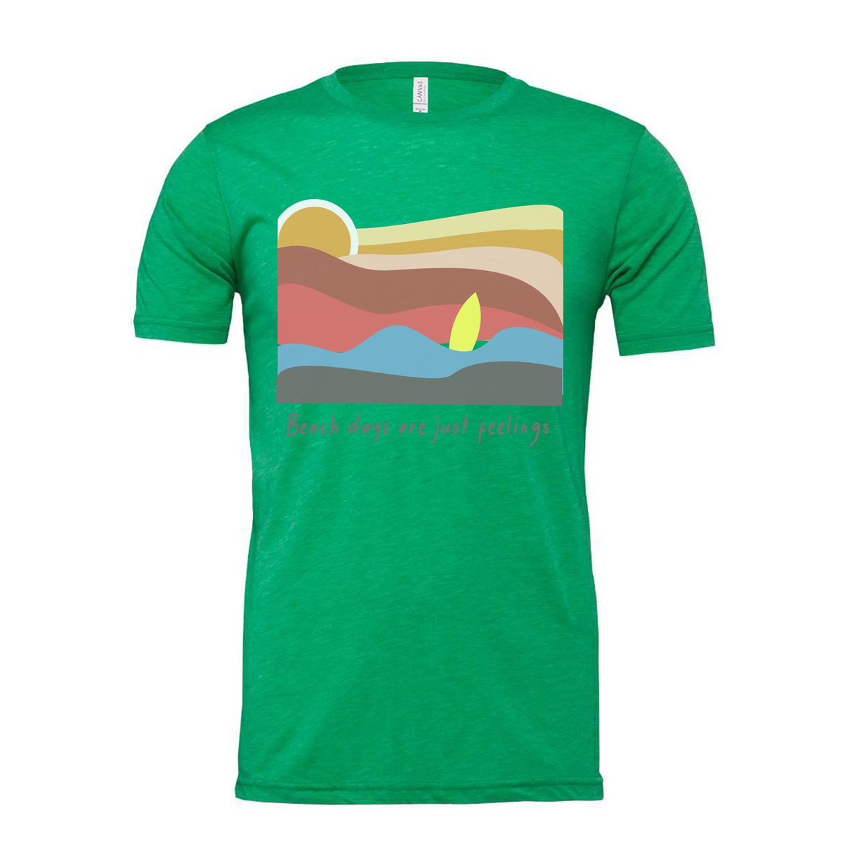 Surfing Themed Unisex Graphic Tee With Pastel Sunset Waves Artwork And Beach Vibes
