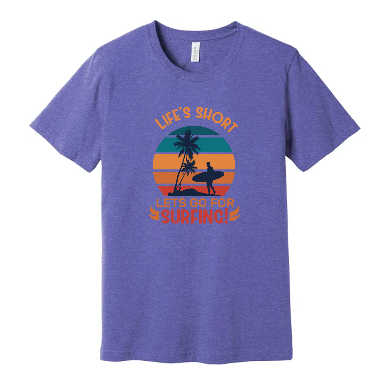 Surfing Theme Unisex T Shirt With Sunset Palm Tree Graphic Design For Beach Lovers